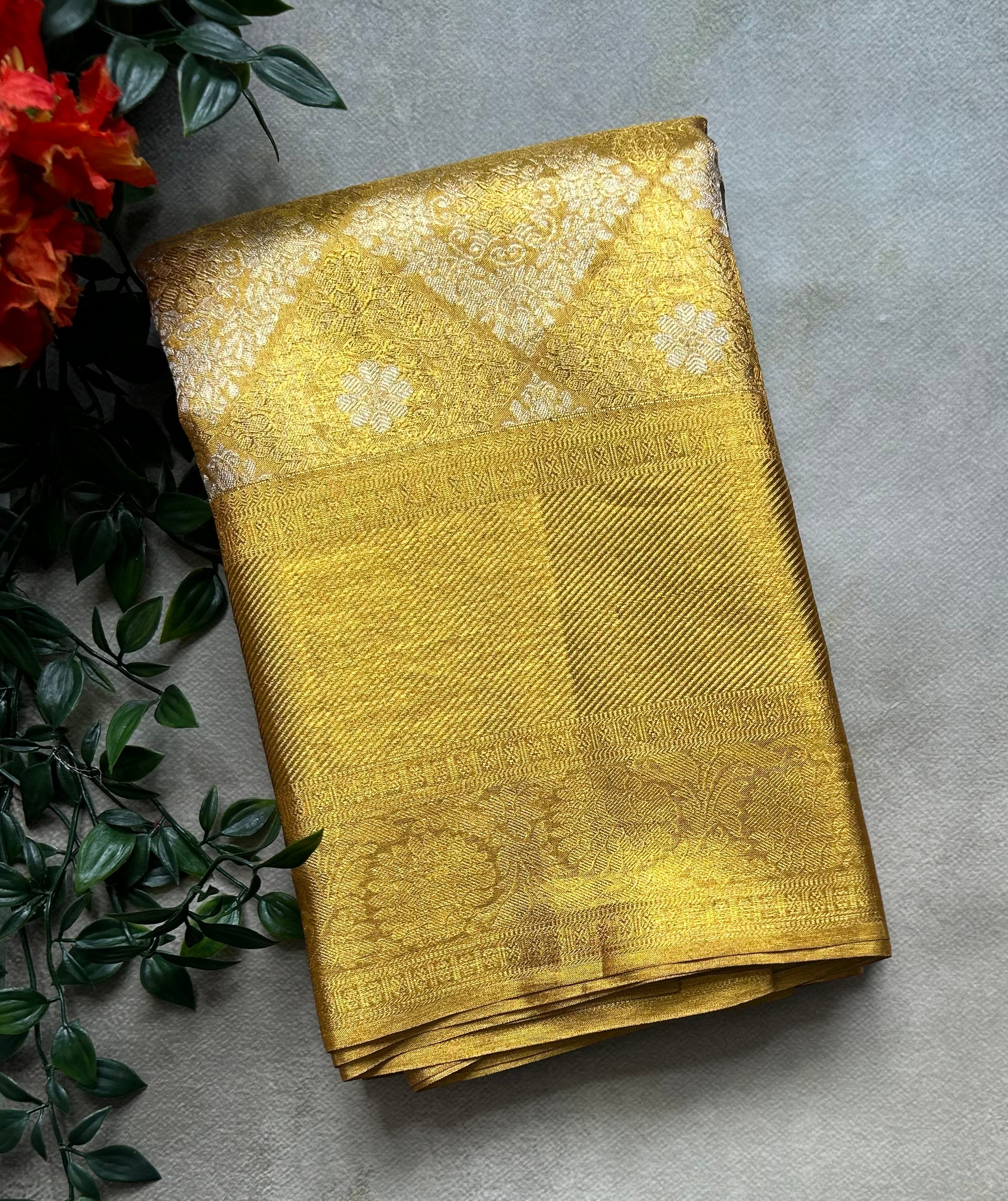 Golden brocade pure Kanchipuram silk-103 saree