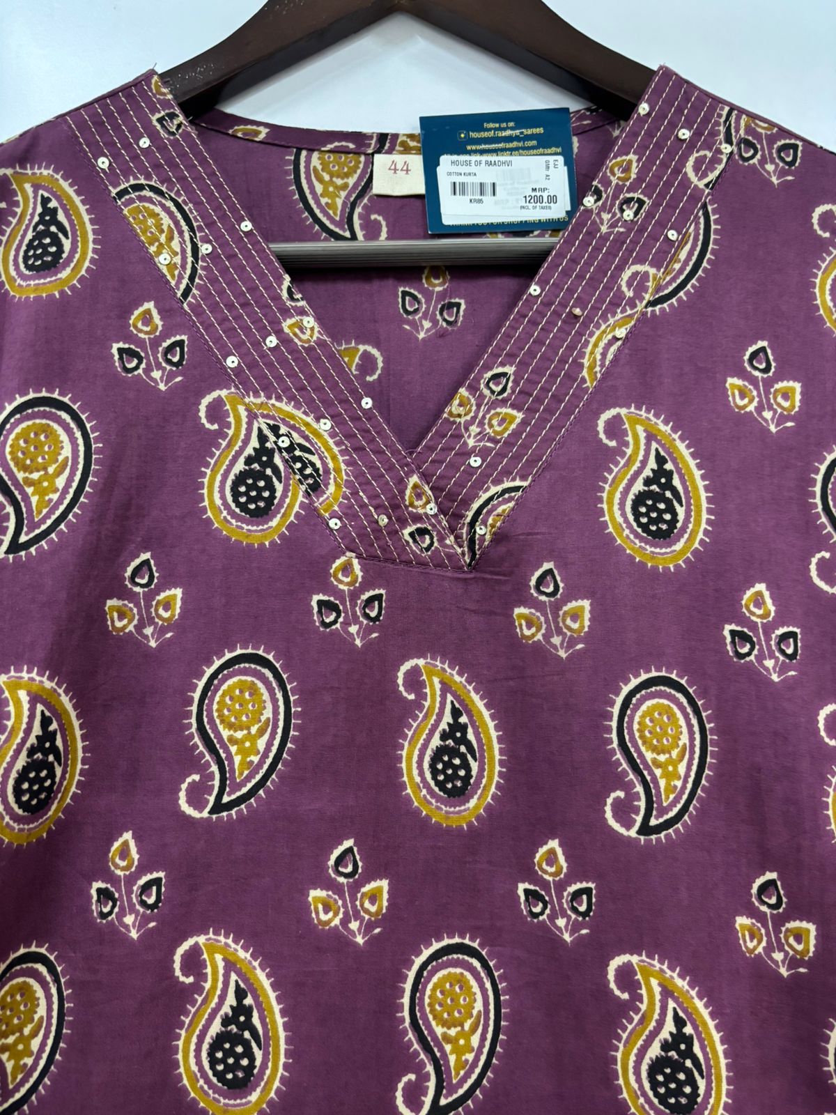 Purple Cotton Kalamkari Print 1 pc Kurtha 936