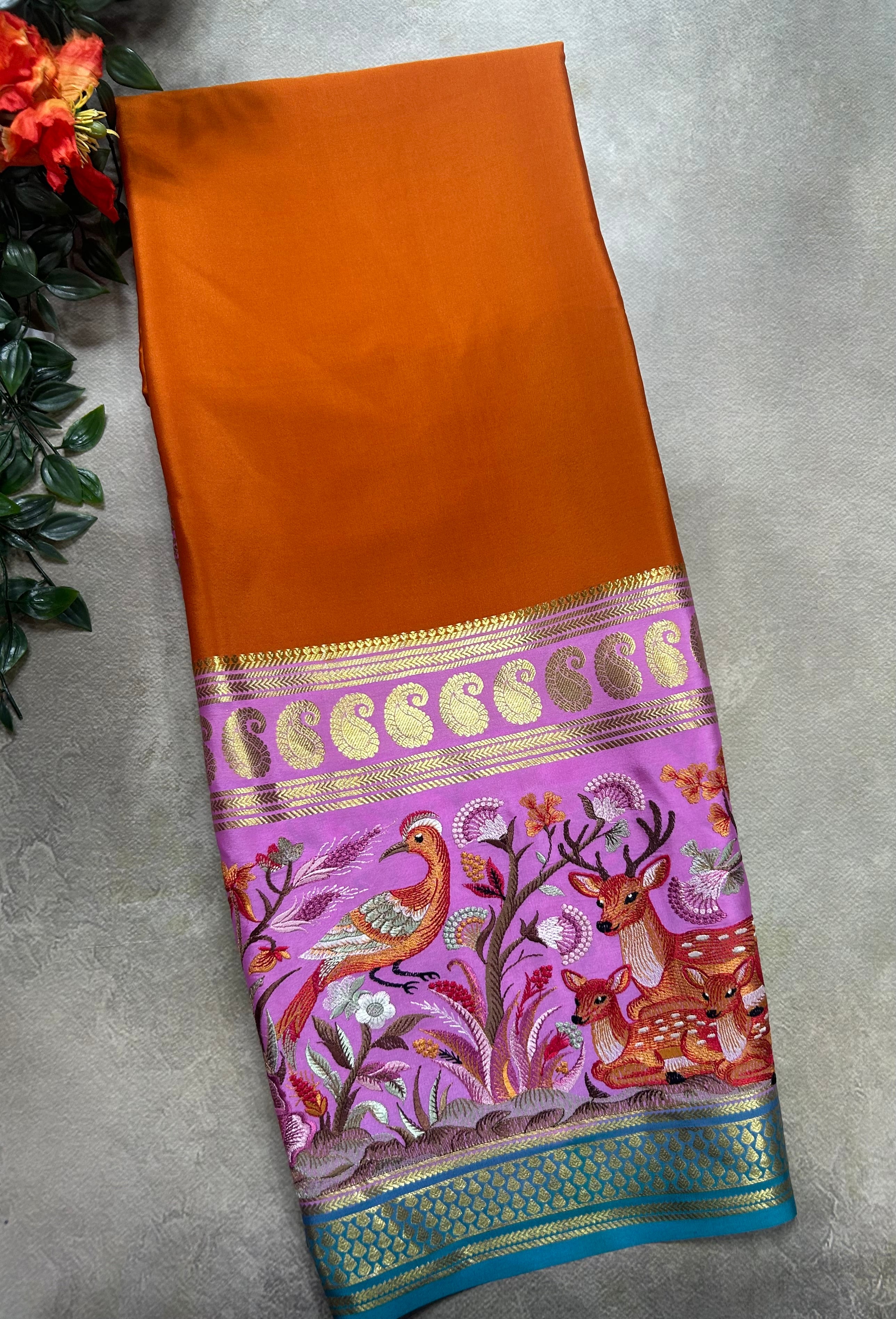 3D embroidery pure mysore silk-105 saree