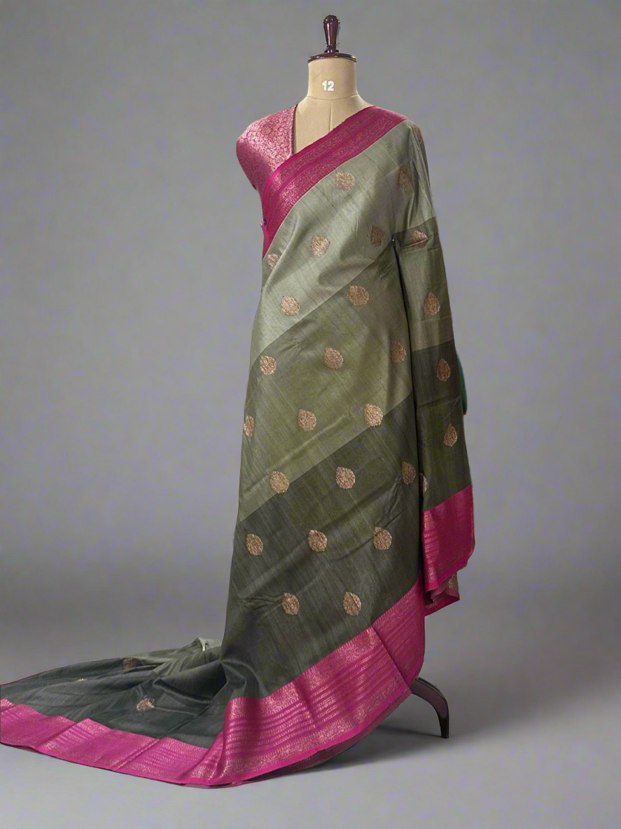 3D pure handloom banarasi tussar silk saree