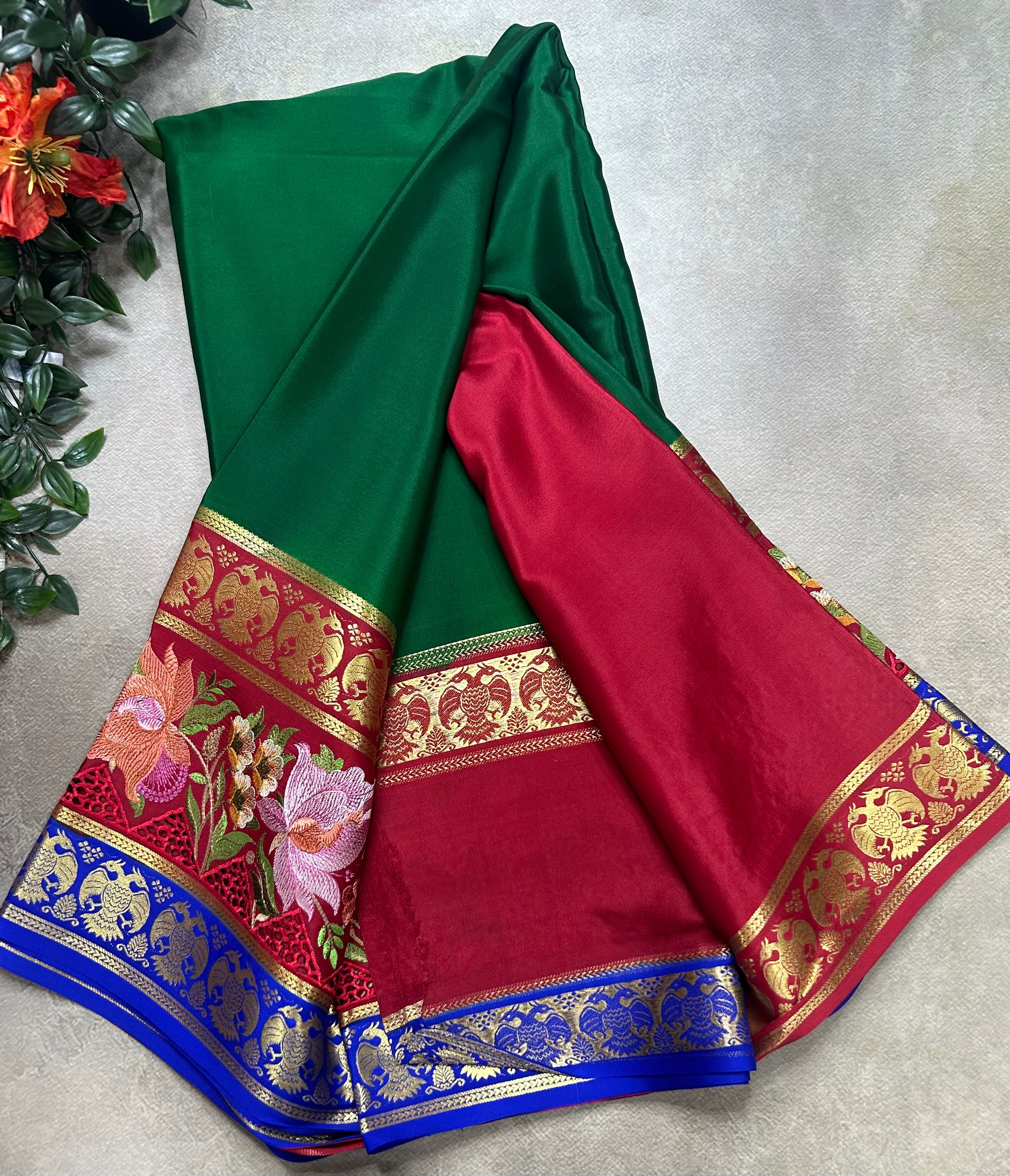 3D embroidery pure mysore silk-105 saree