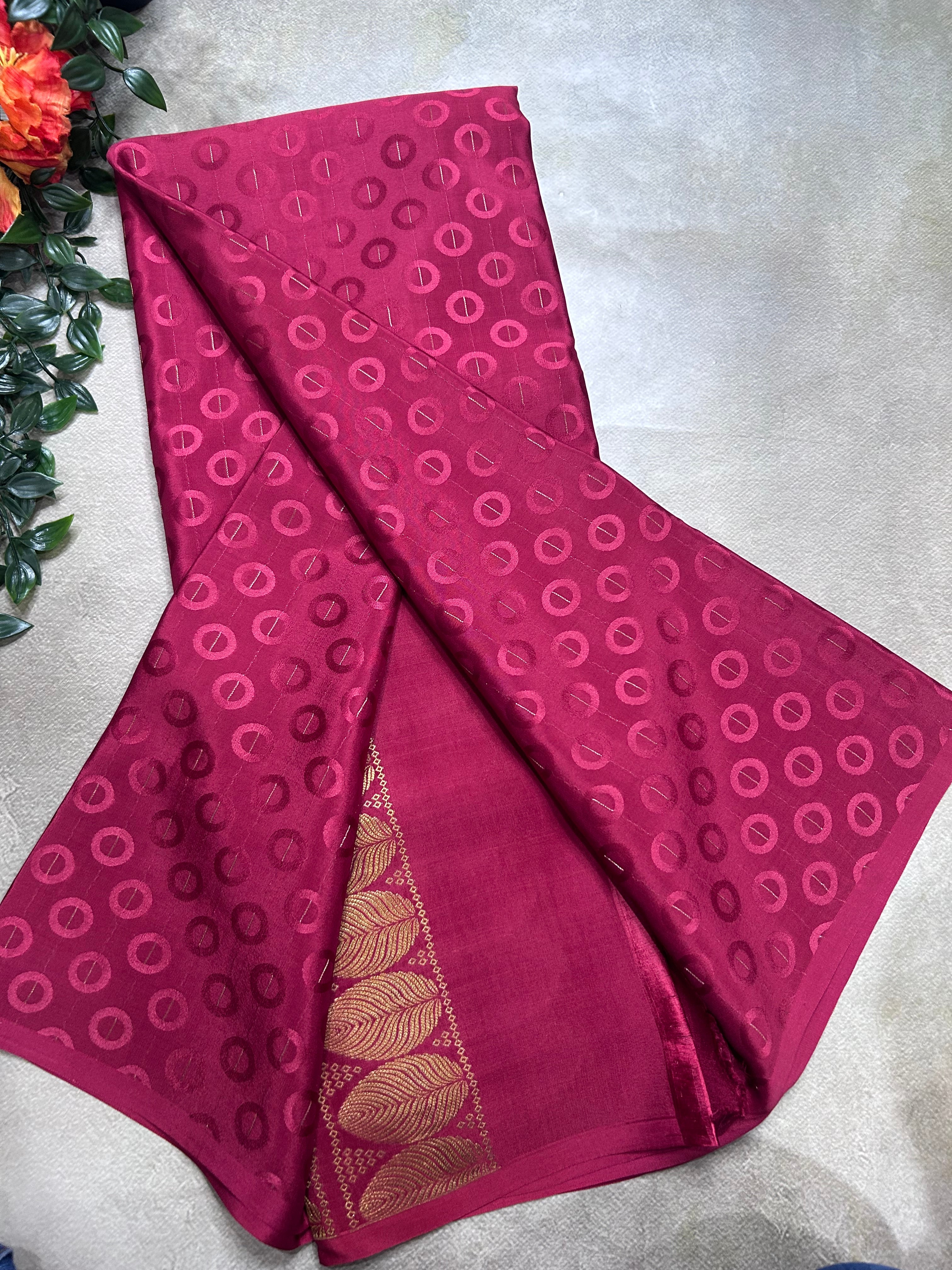 Maroon embossed Butta pure mysore silk saree(DMS106)
