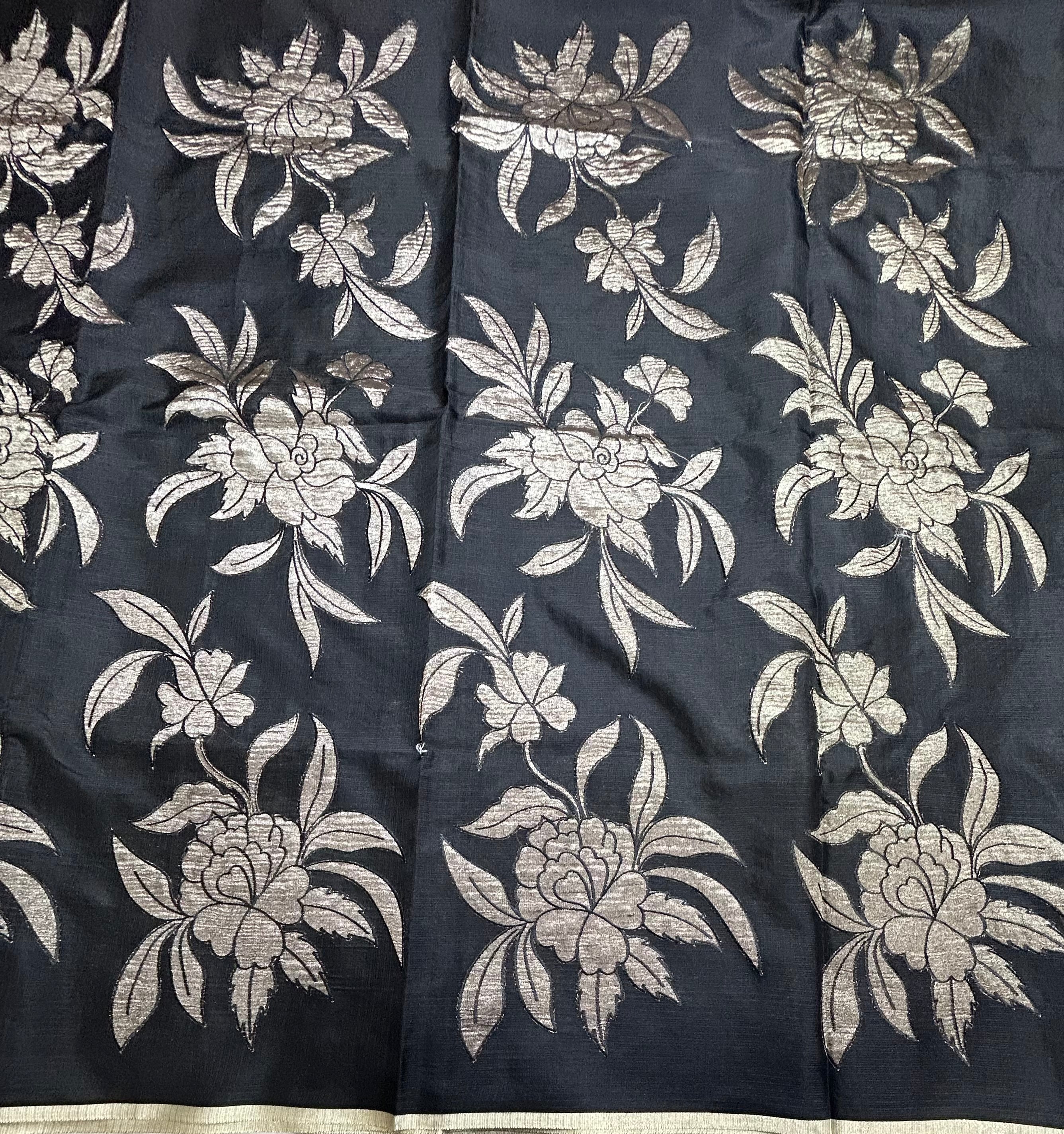Black kota checks appliqué work 106 saree
