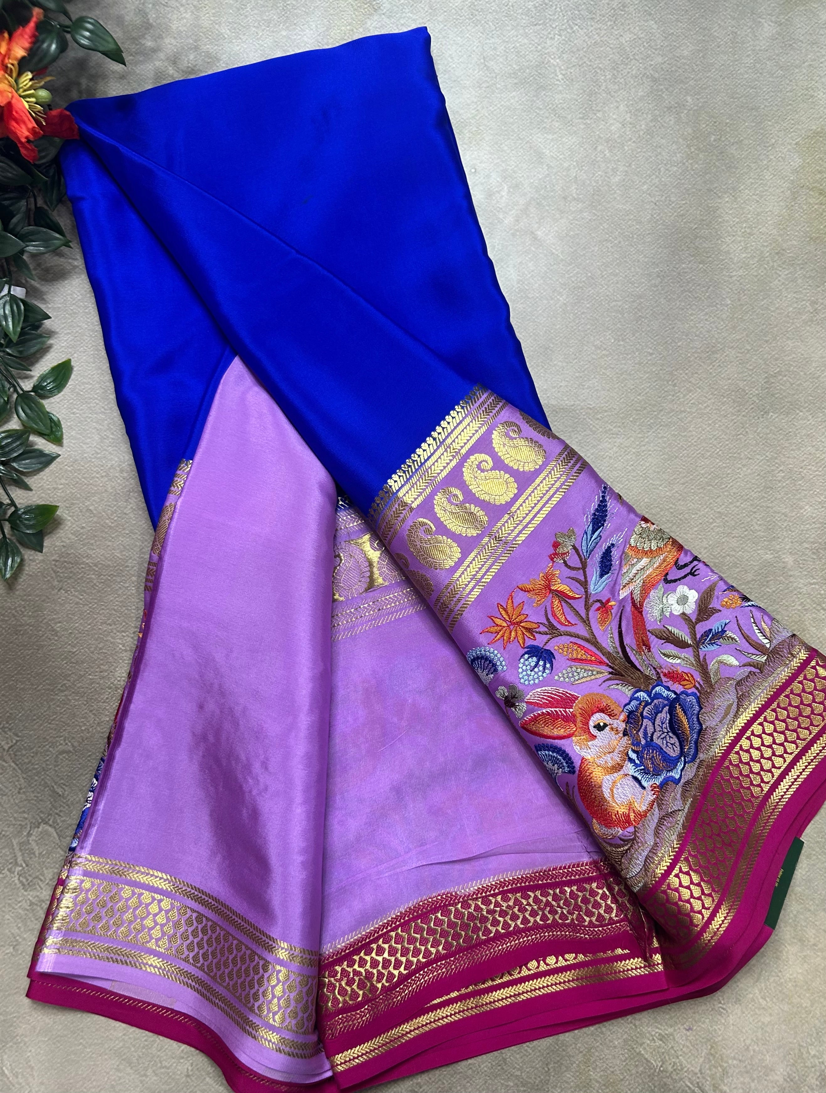 3D embroidery pure mysore silk-105 saree