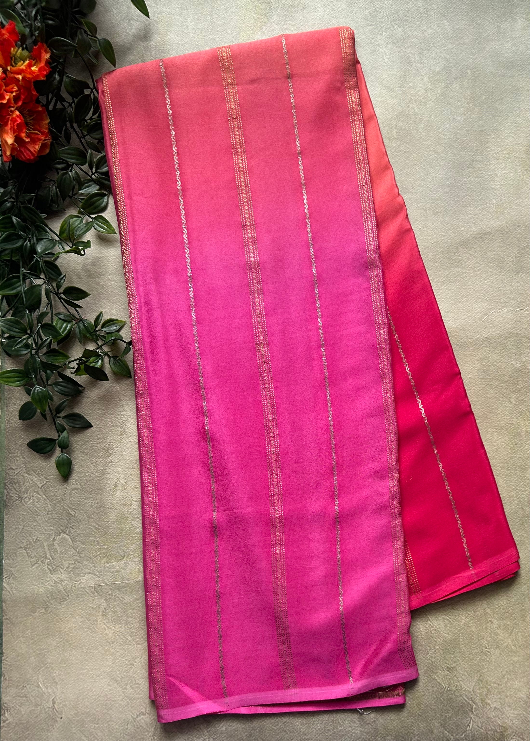 Rankart-103 borderless pure mysore crepe silk saree