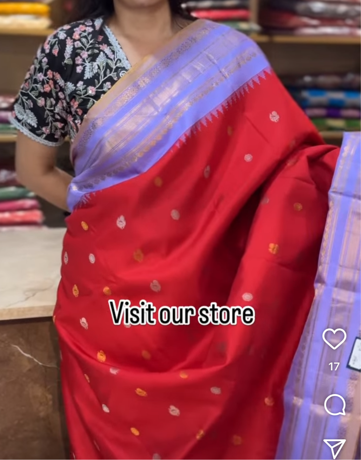 Red n lilac pure handloom gadwal silk saree