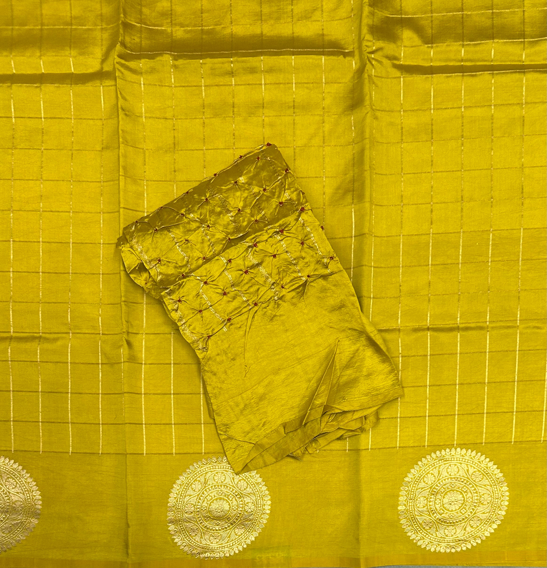 Yellow border Butta lightweight pure kathan 103 saree