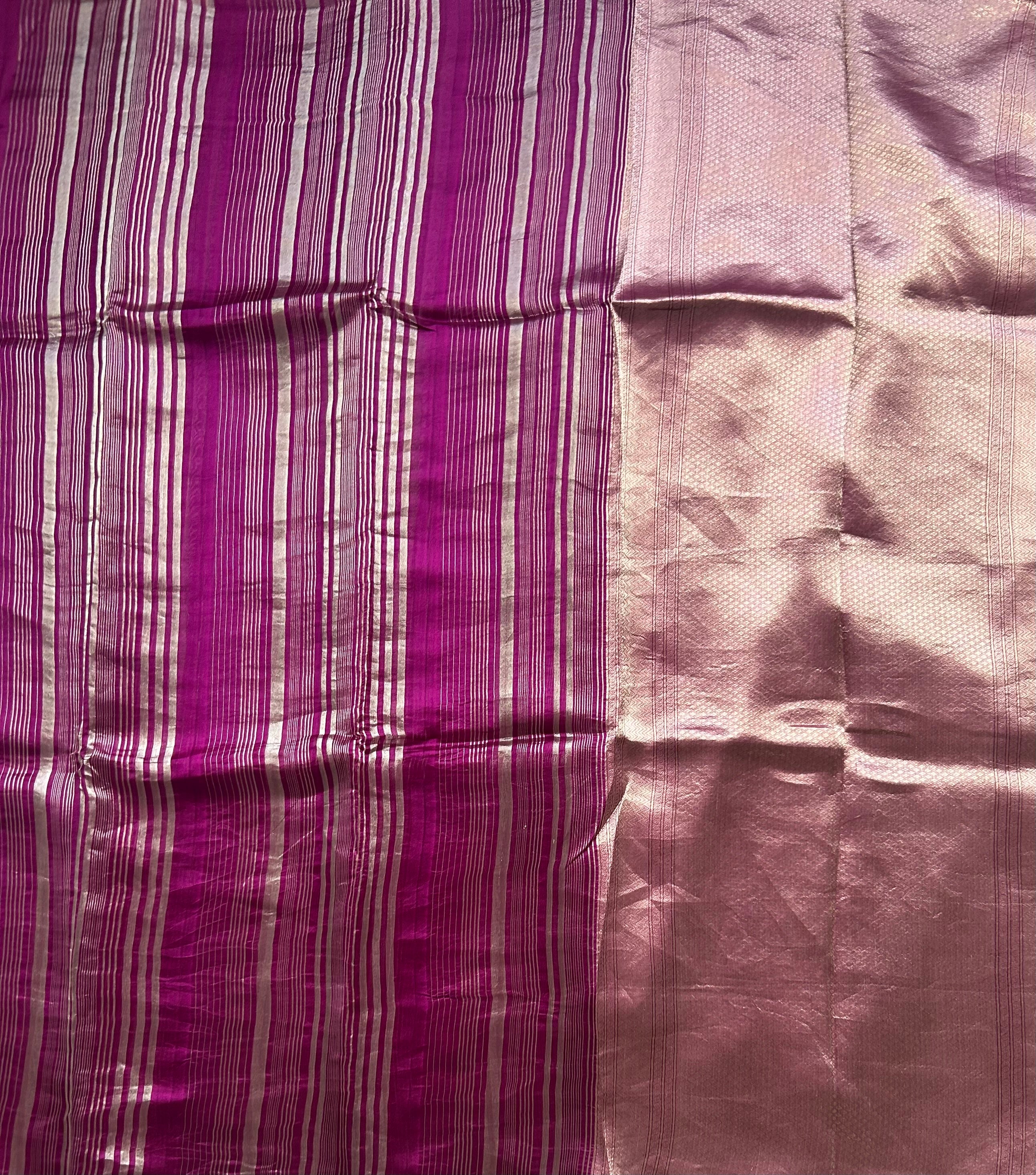 Magenta stripes pure organza tissue 103 saree