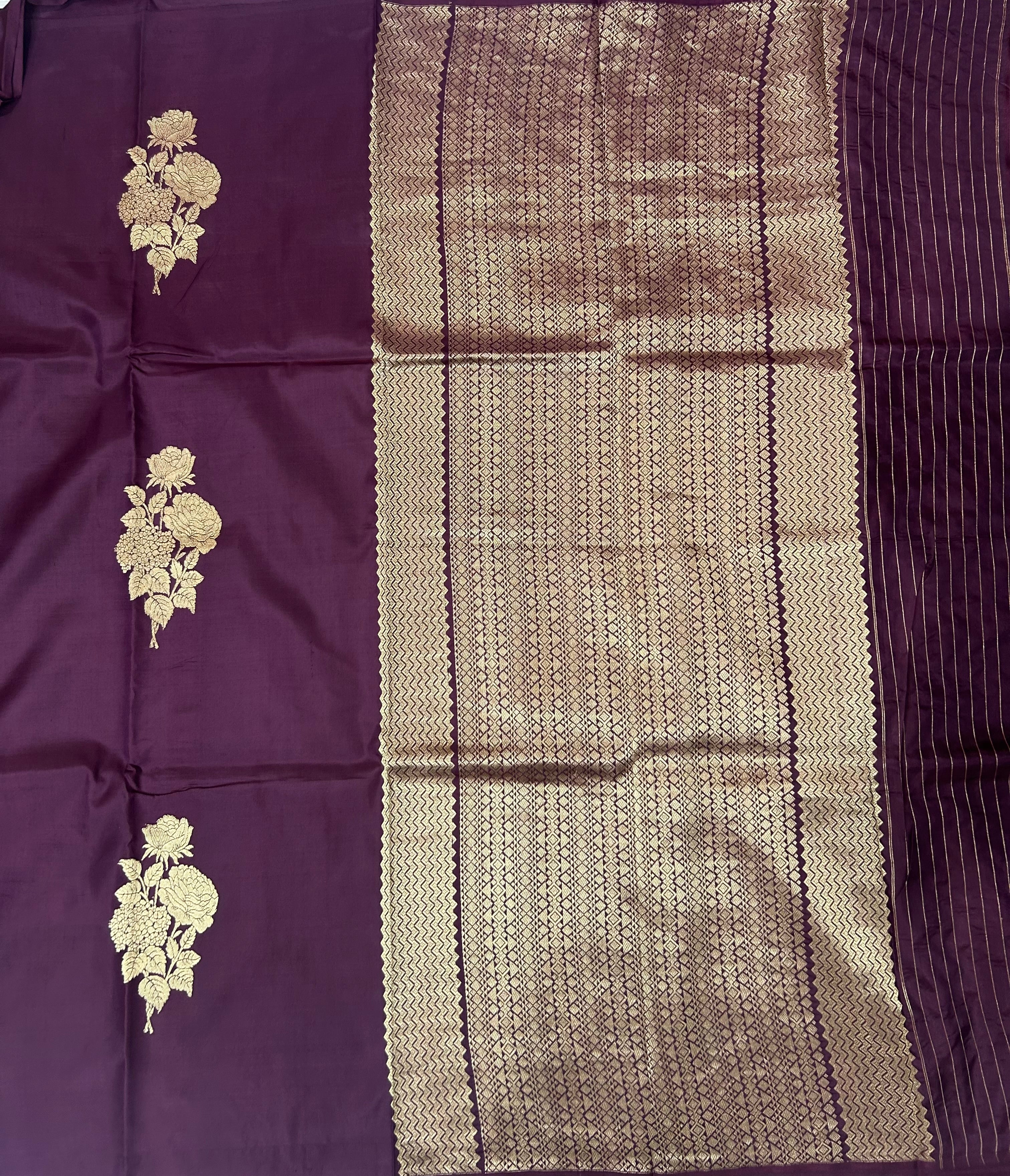 Dark wine lightweight banarasi silk-10 saree