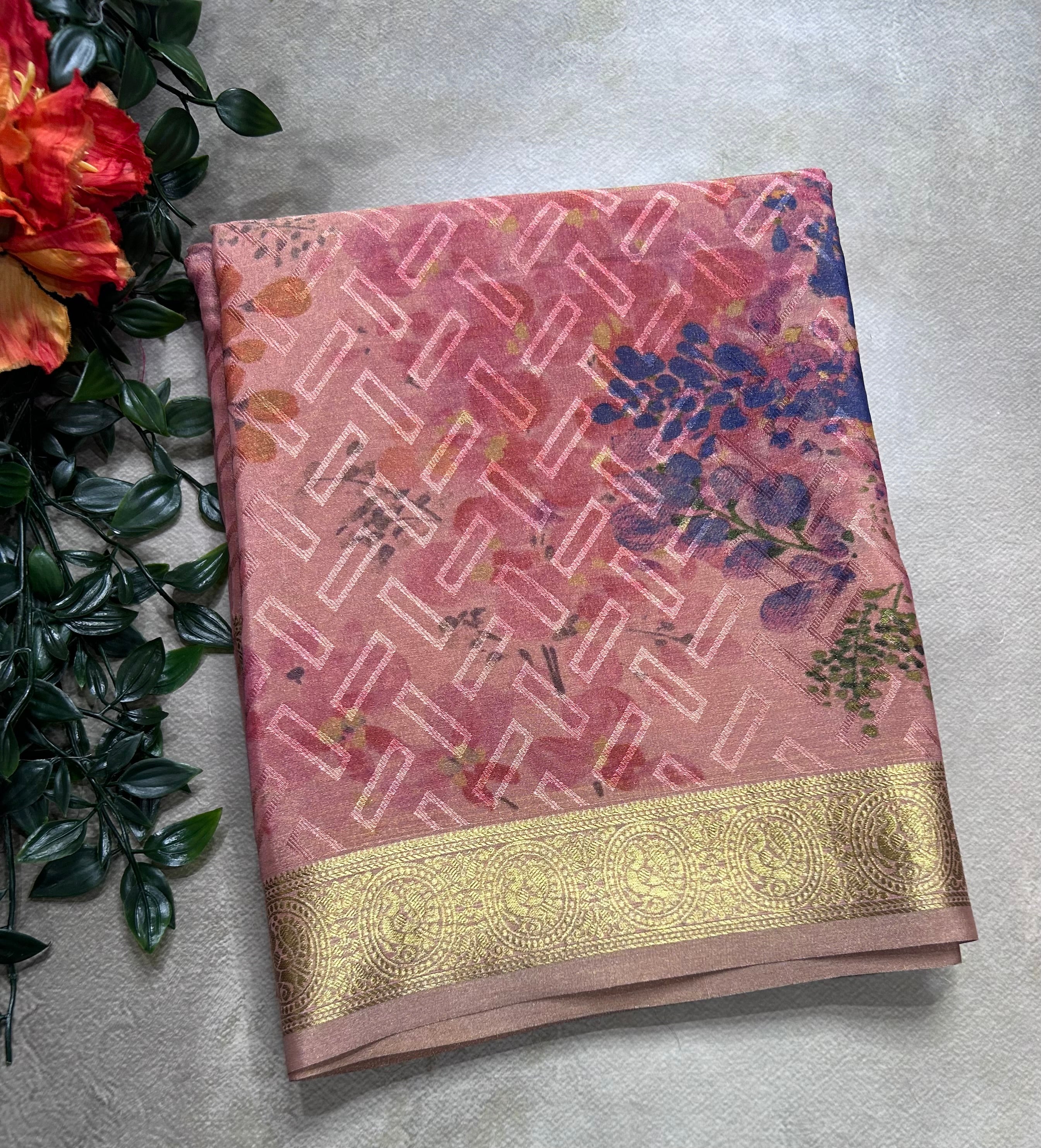 Multicolour digital print pure mysore silk saree(DMS106)
