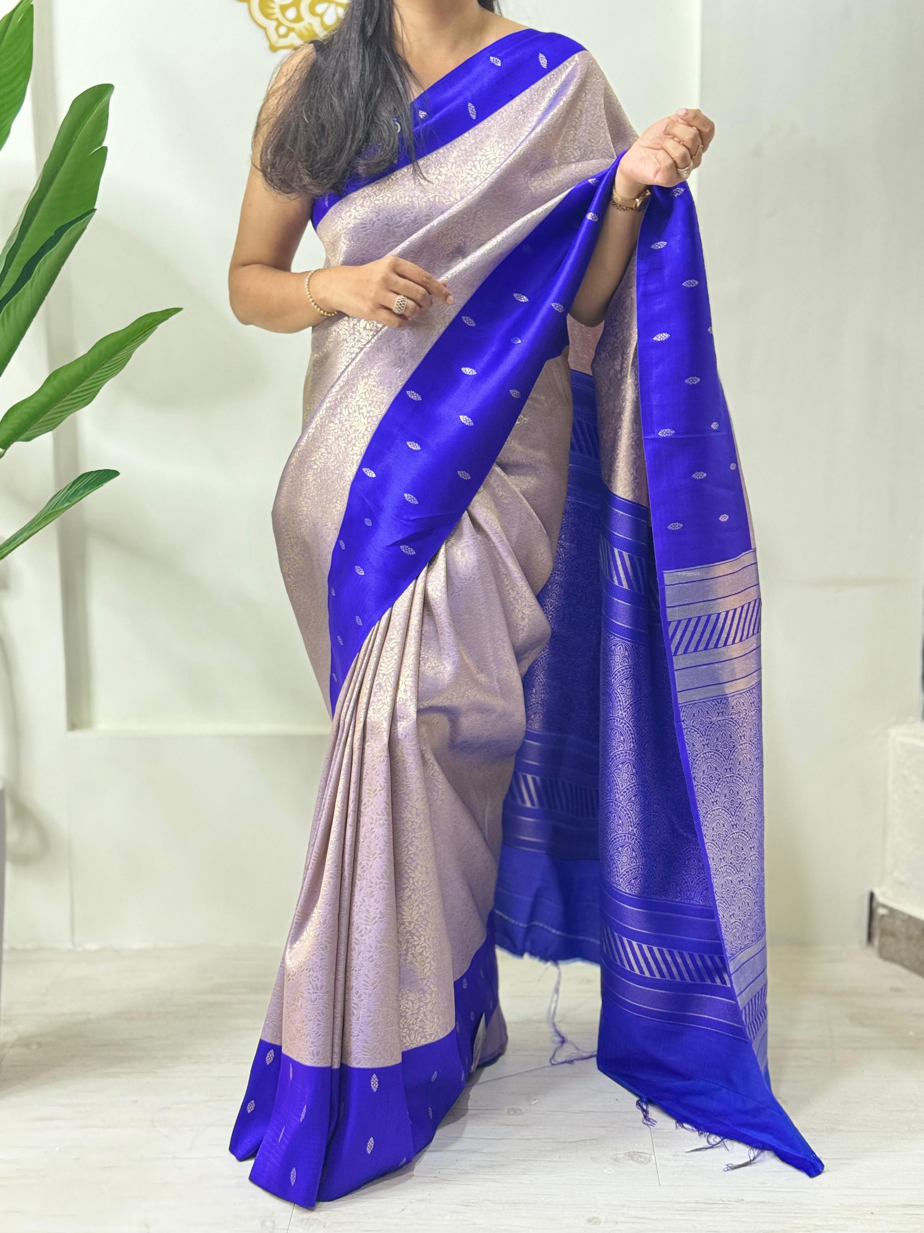 Lilac n purple 05 semi soft silk saree
