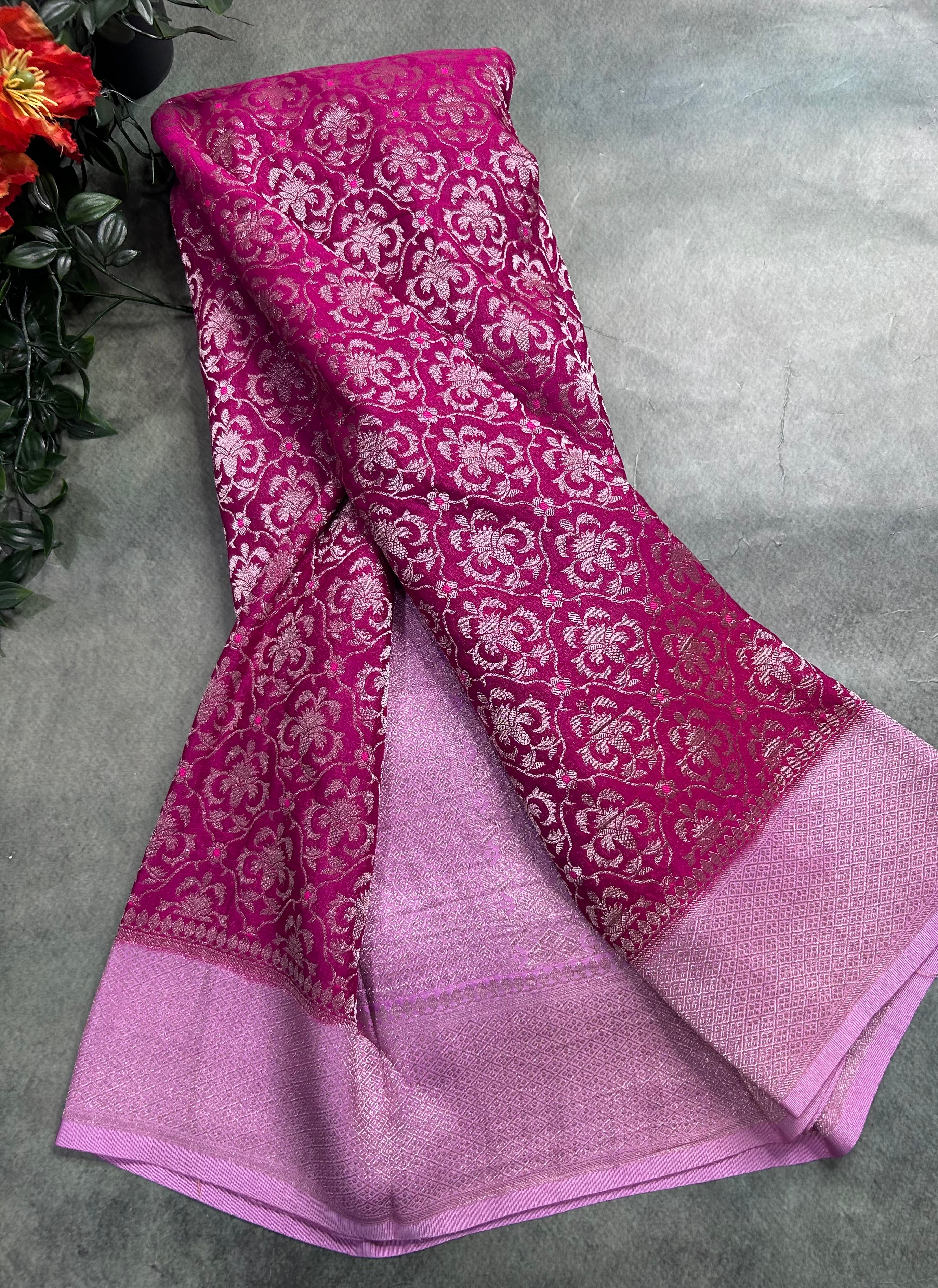 Pink brocade semi georgette 105 saree