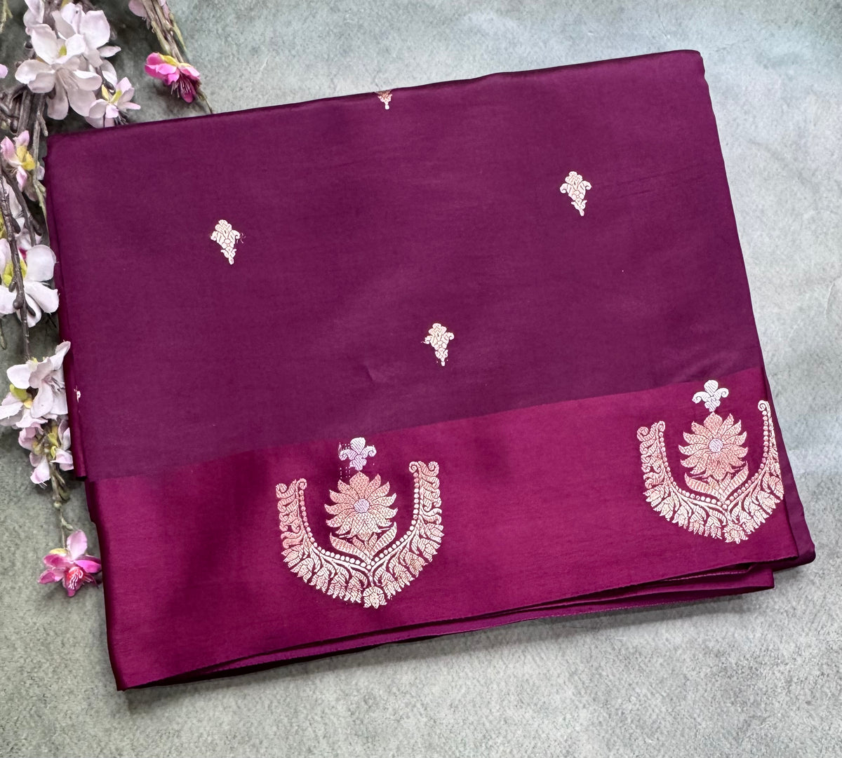 Wine benarasi lightweight silk 111 saree