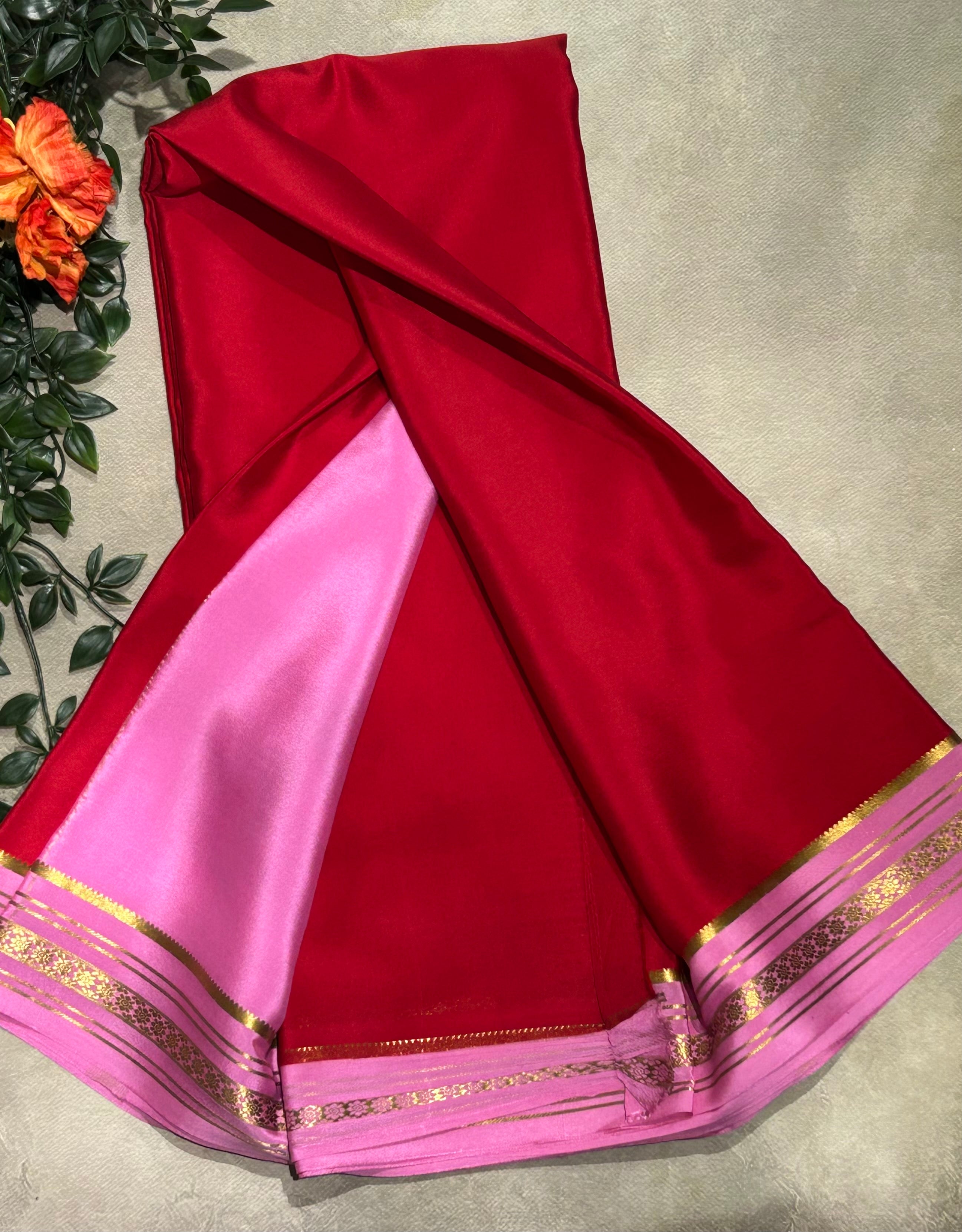 Red stripes border pure Mysore silk-103 saree