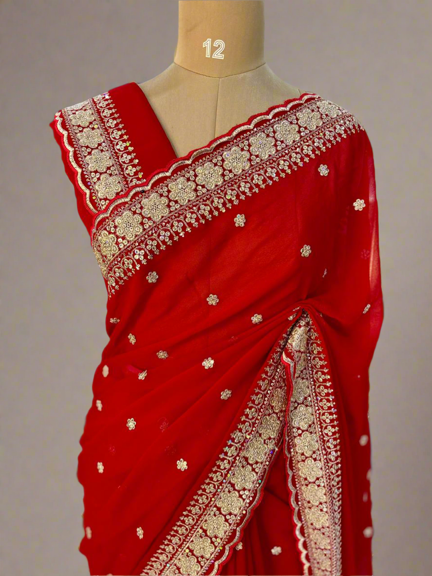 Red sabyasachi inspired-07 georgette designer saree