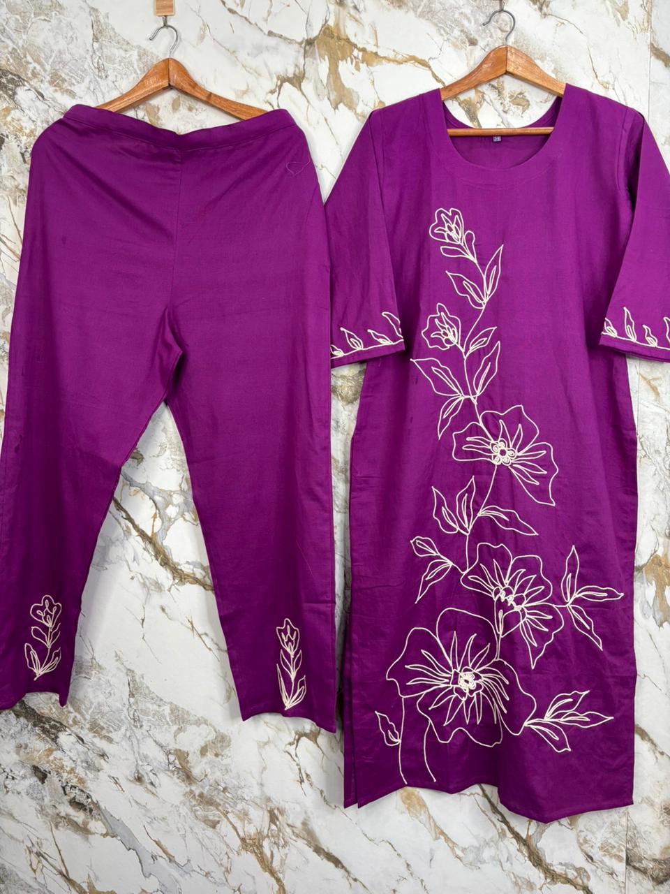 Purple Dobi Cotton A Line Kurtha 389