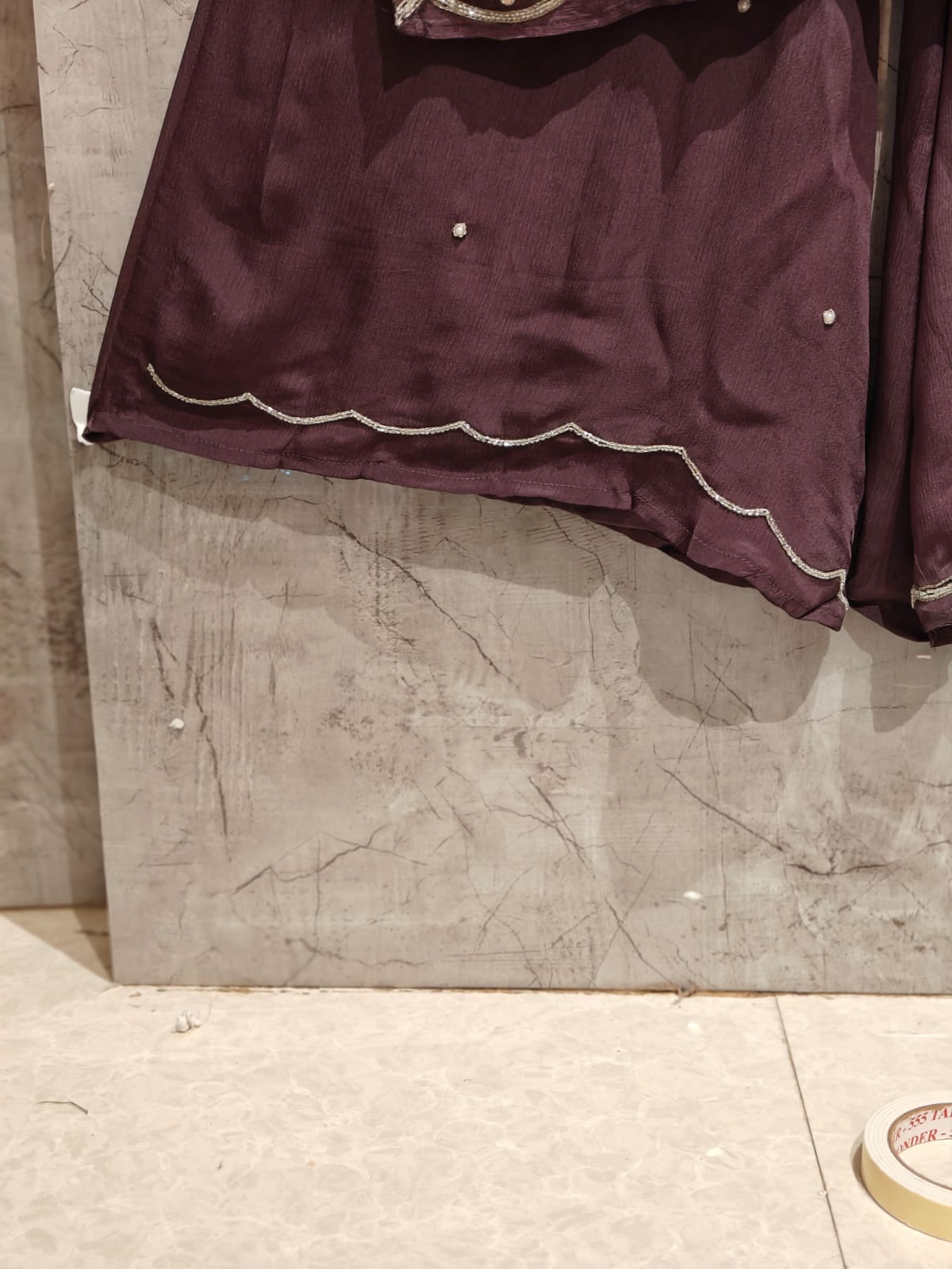 “Pari" Purple chinnon Crepe  handwork party ware Kurtha 44 set