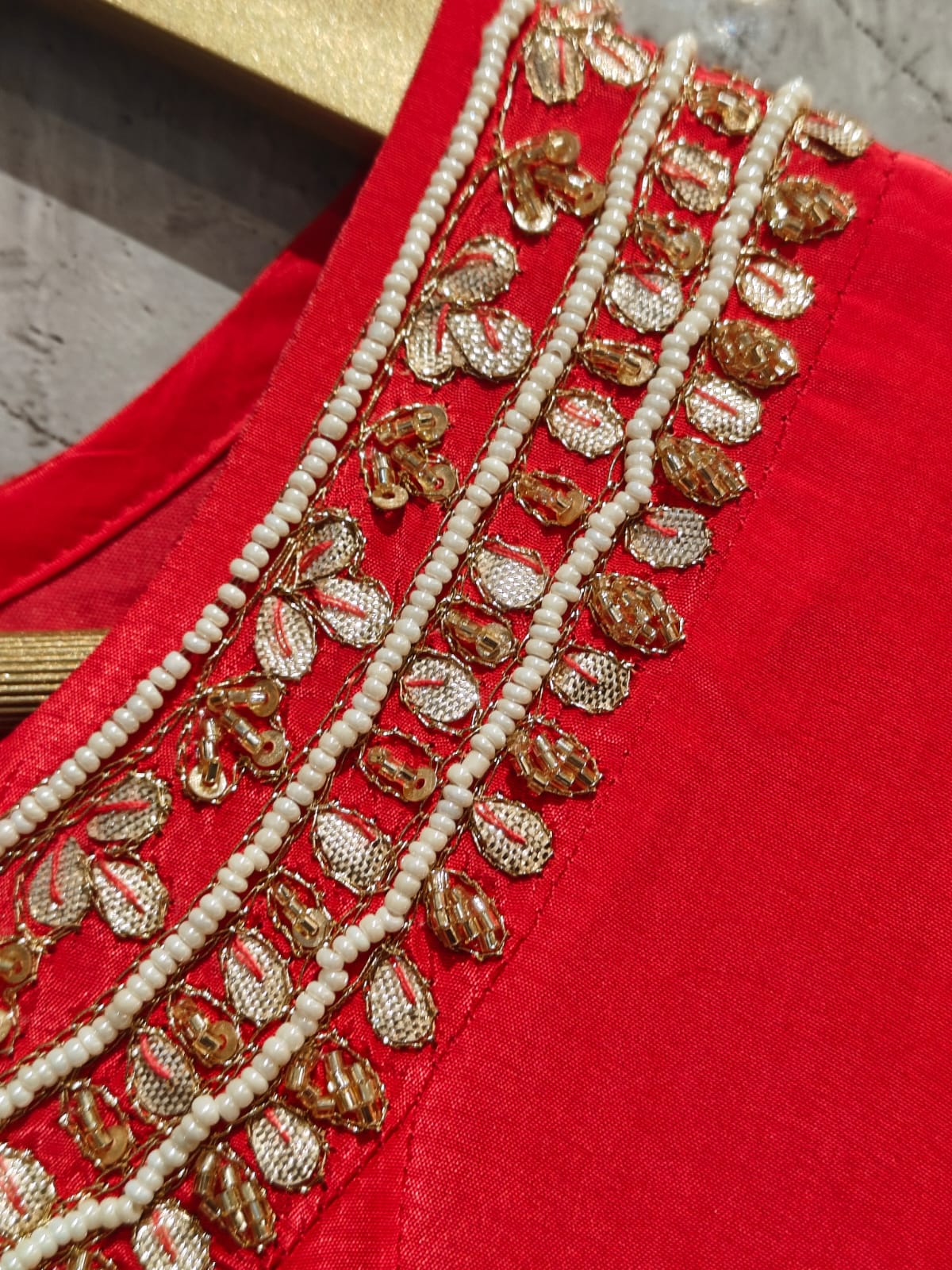 Dark Pink Crepe Hand Work Airline Kurtha 992