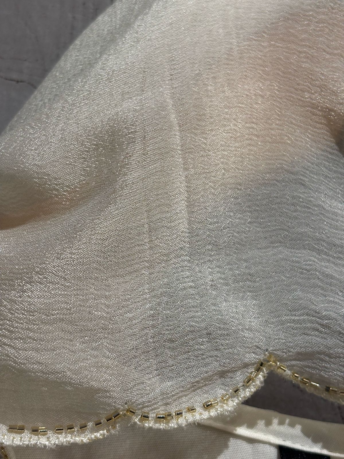 "Pari" White Anarkali Chinnon handwork party ware Kurtha set