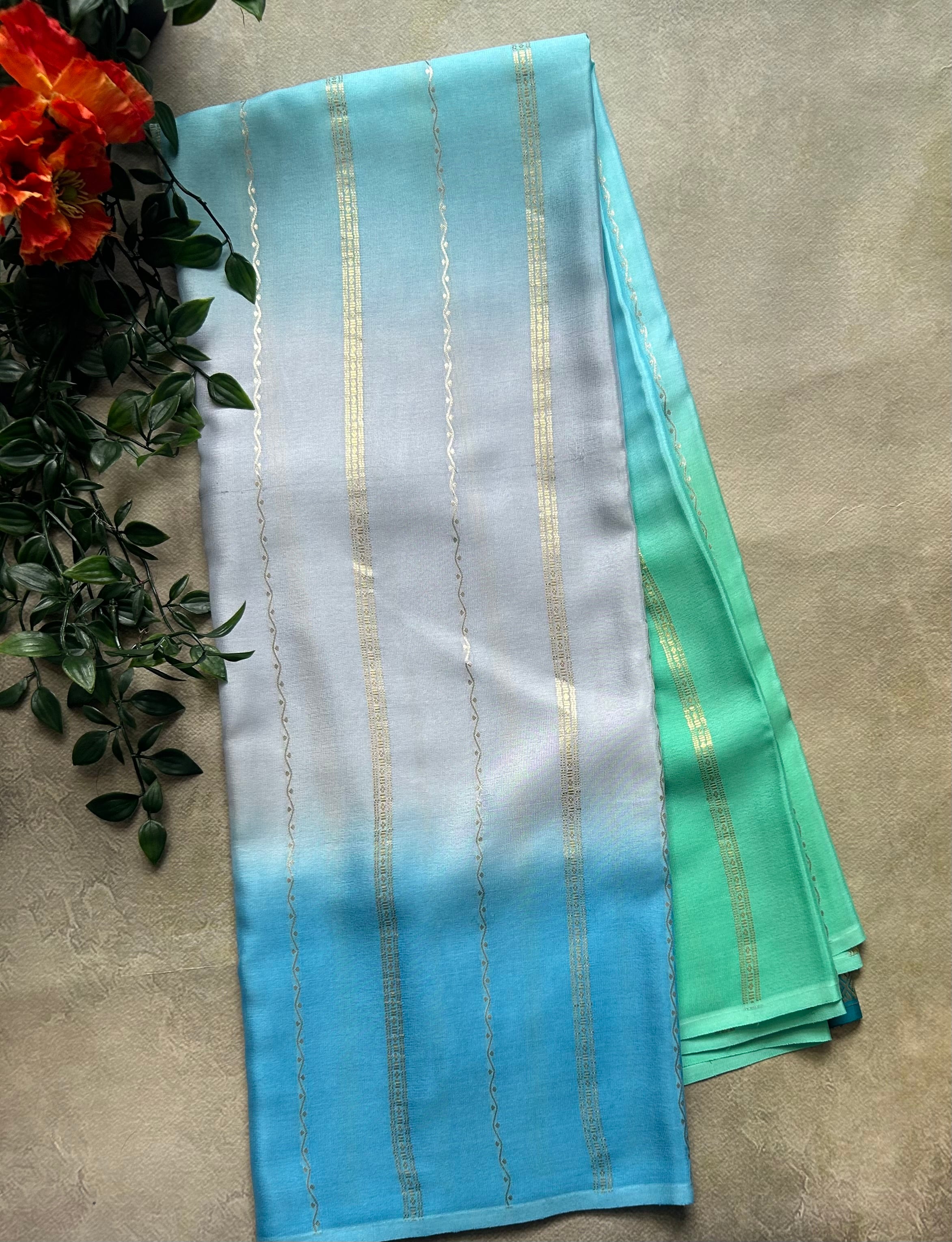 Rankart-103 borderless pure mysore crepe silk saree