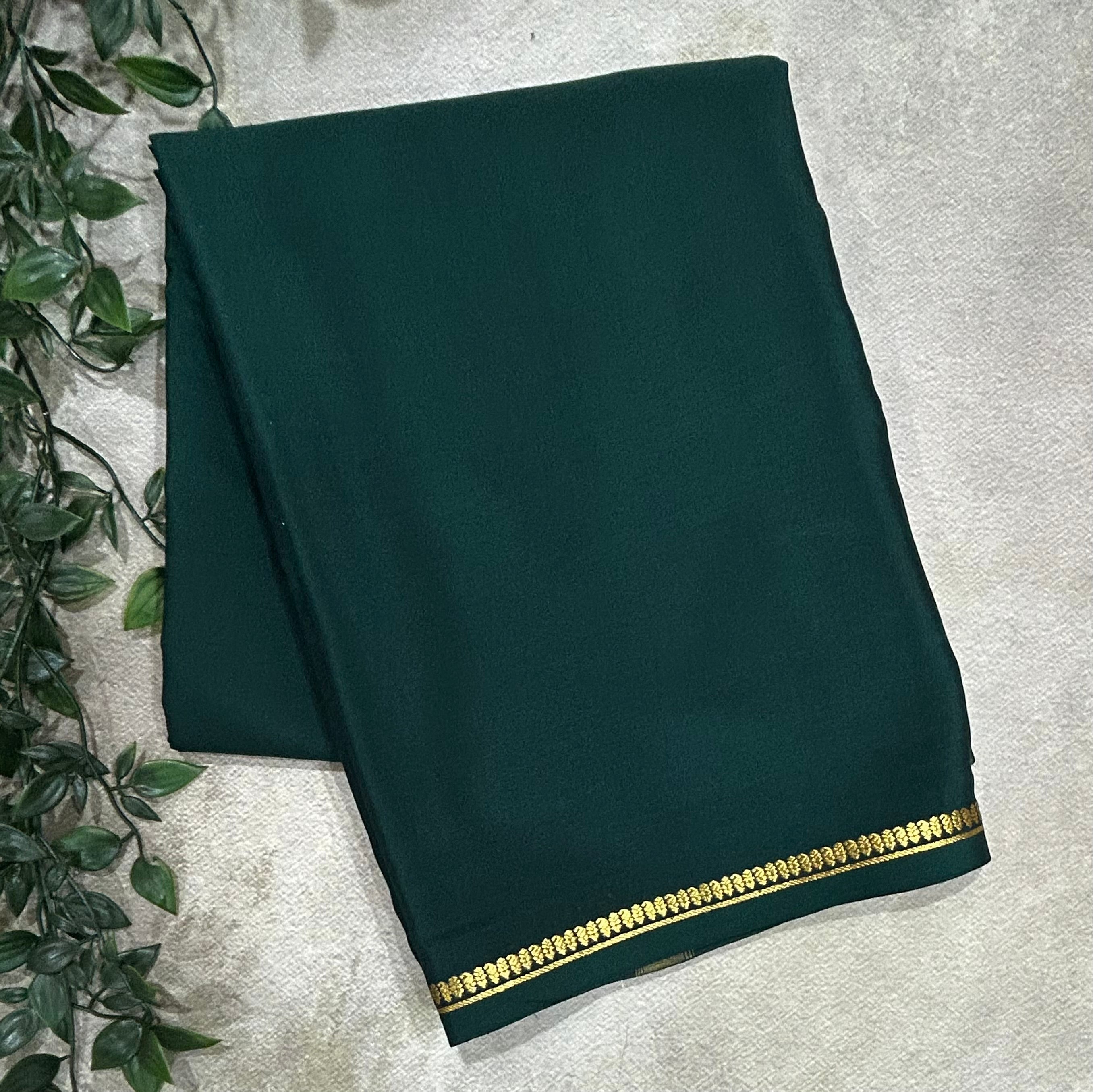 Bottle green half inch border pure Mysore silk 102 saree