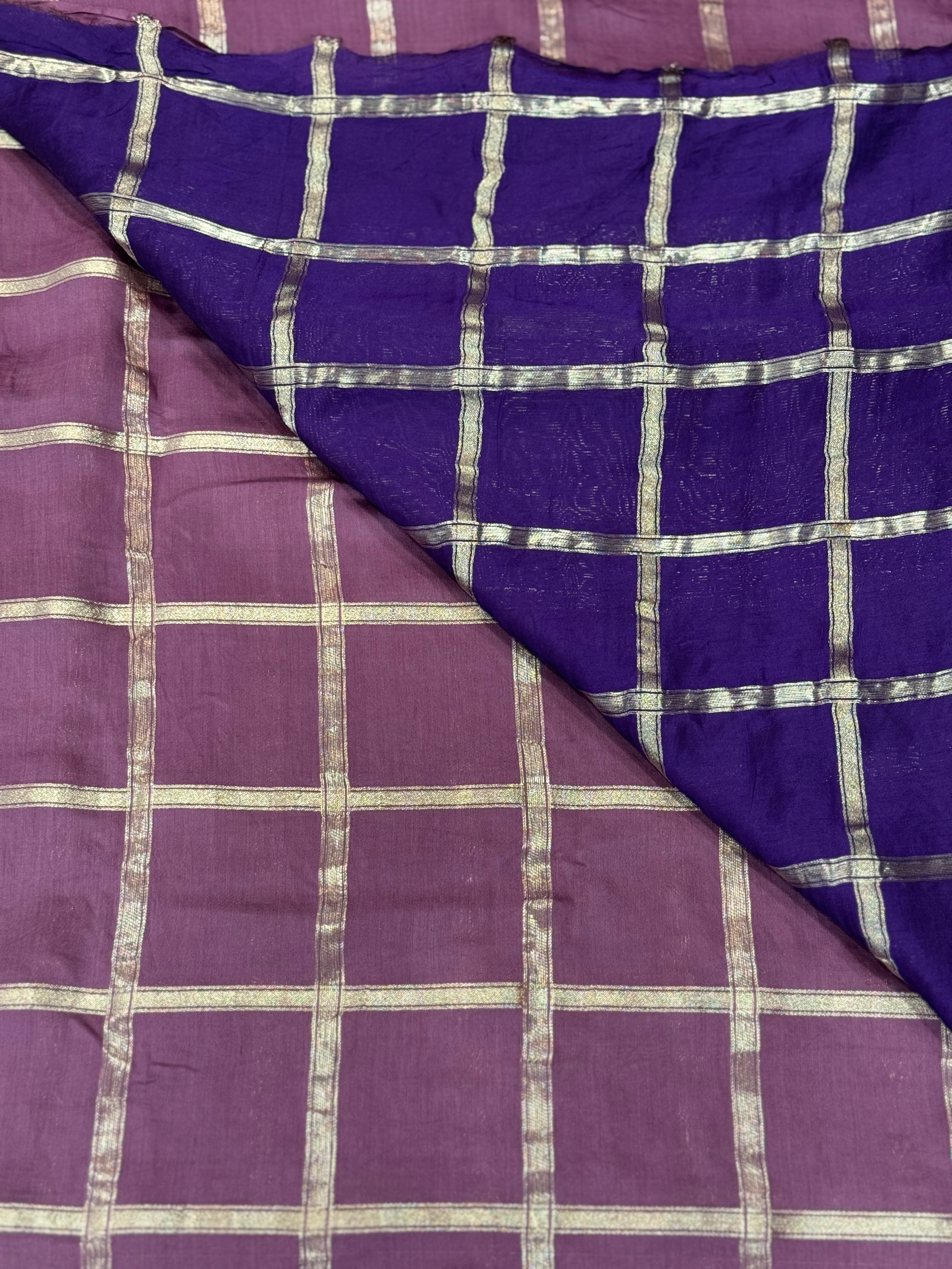 Lite wine soft tussar crepe checks  saree