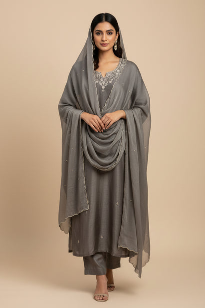 Gary Dola Silk Handwork Straight Fit Kurtha