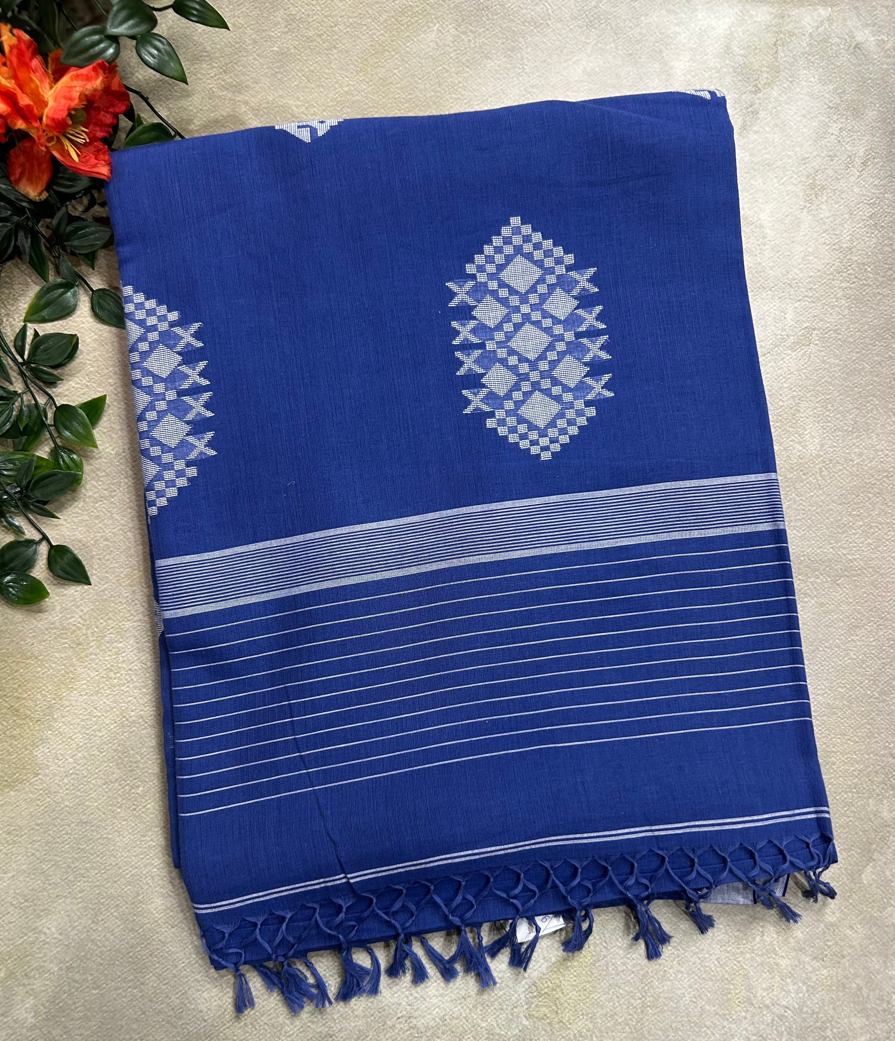 Blue pure cotton jamdani 105 saree