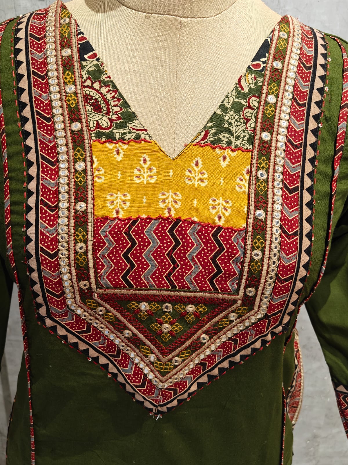 Green Cotton Anarkali Kurtha  151