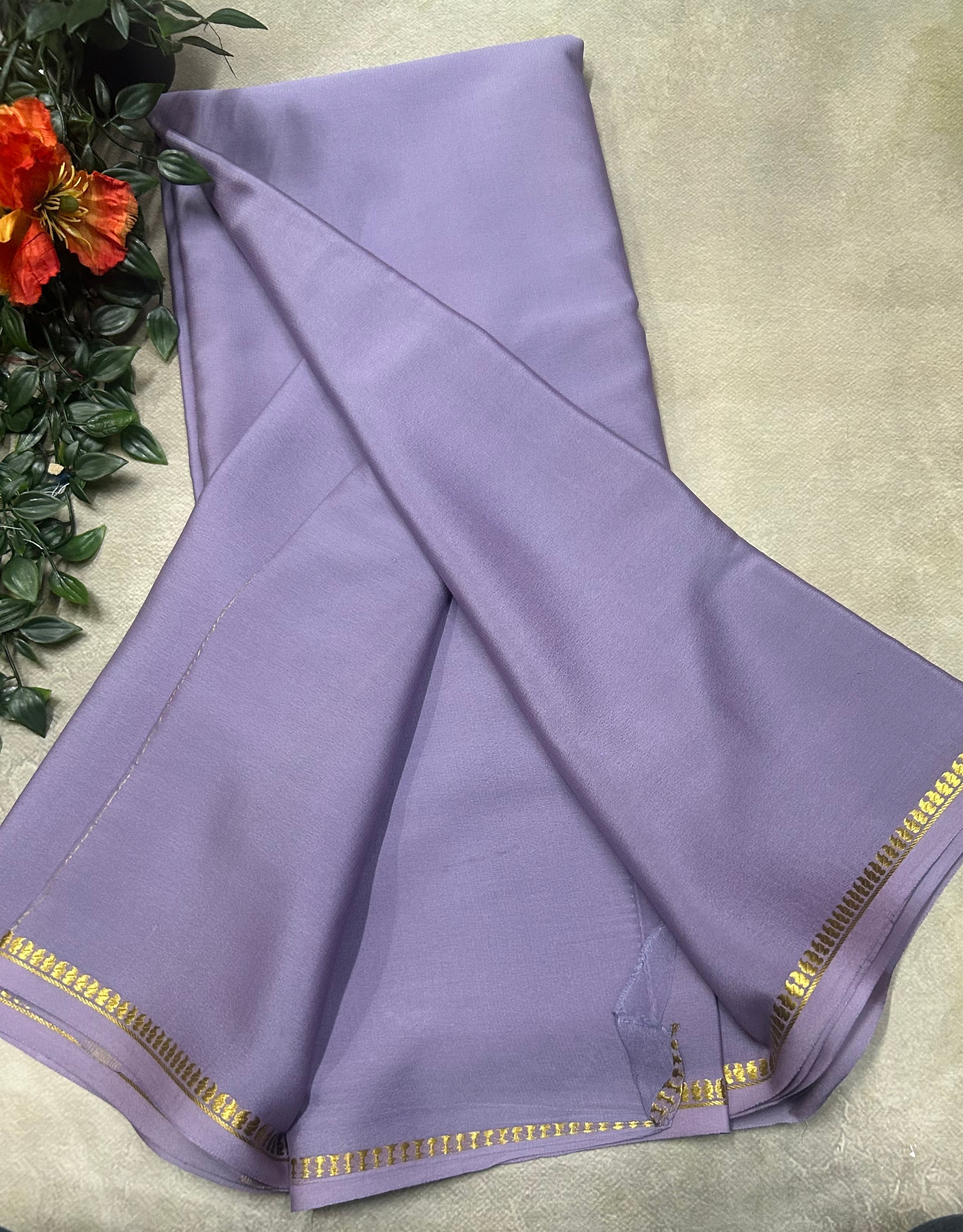 Pastel purple small border pure Mysore silk 105 saree
