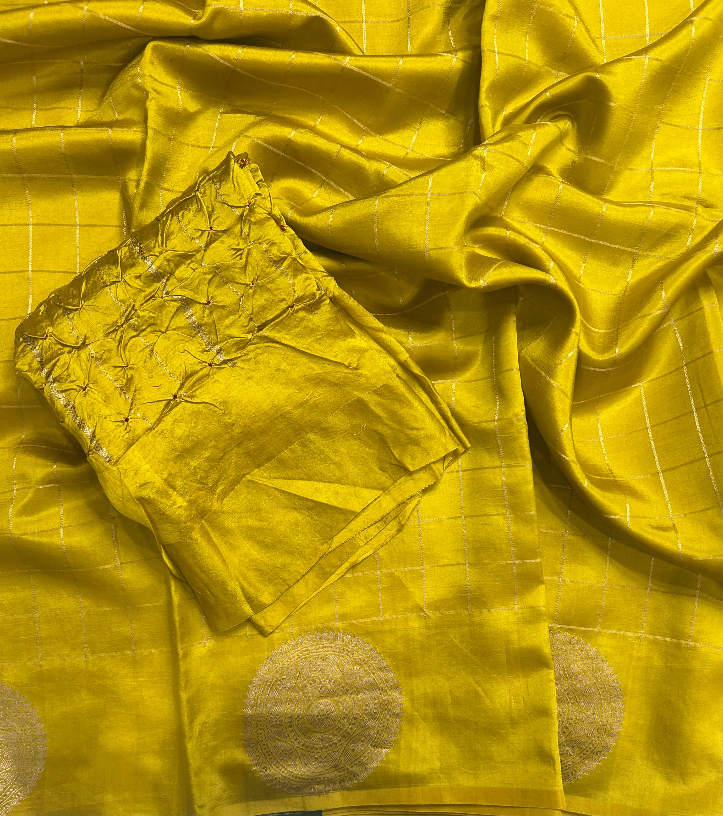 Yellow benarasi lightweight silk 105 saree