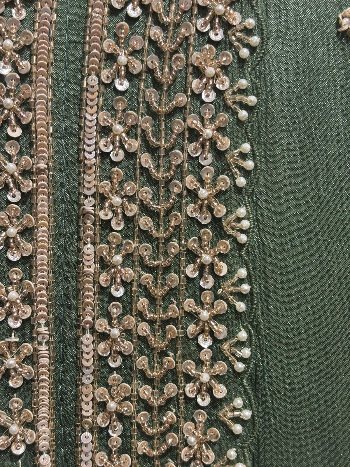 Green Anarkali Chinnon Hand Embroidery Kurtha 567