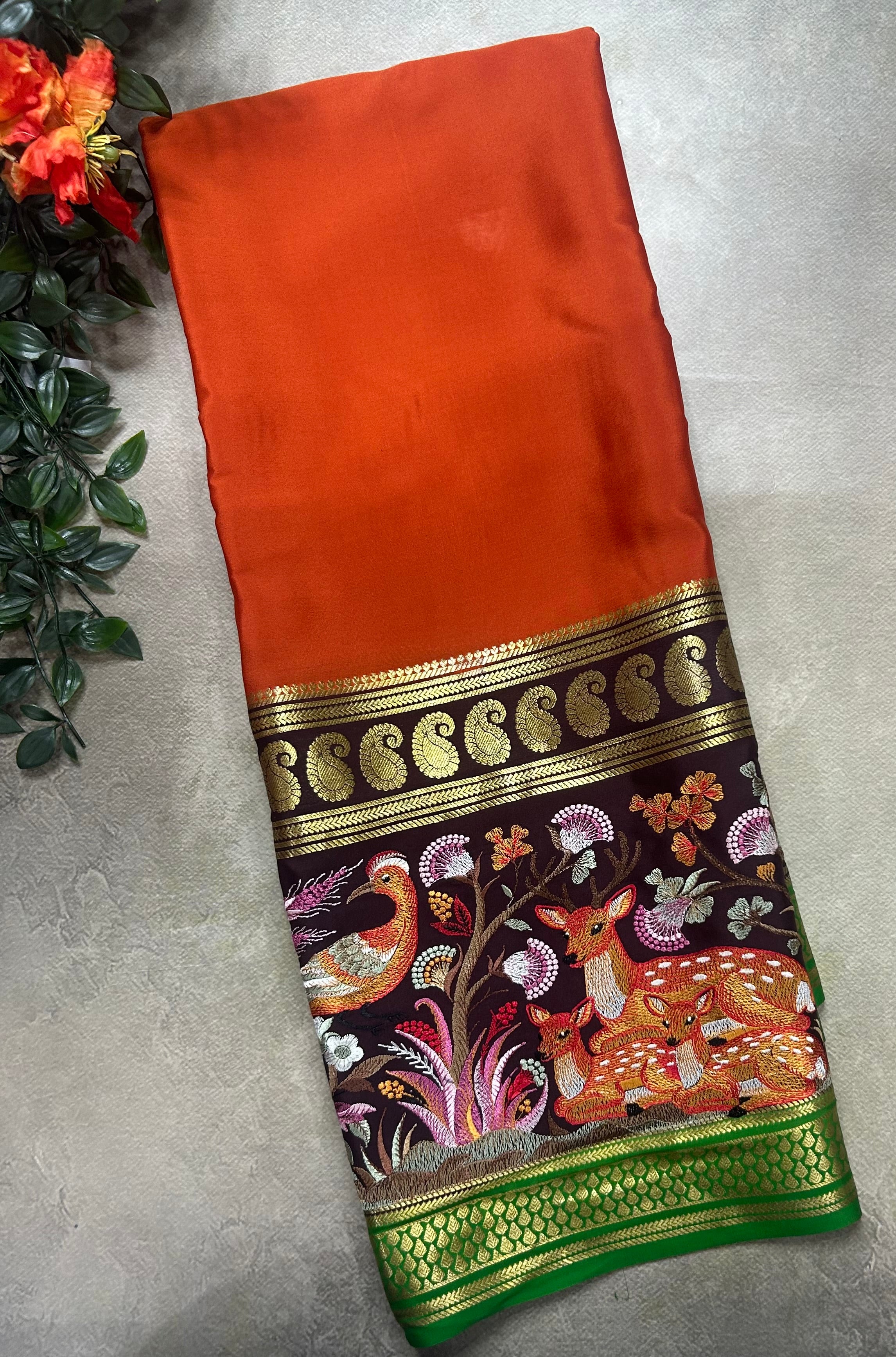 3D embroidery pure mysore silk-105 saree