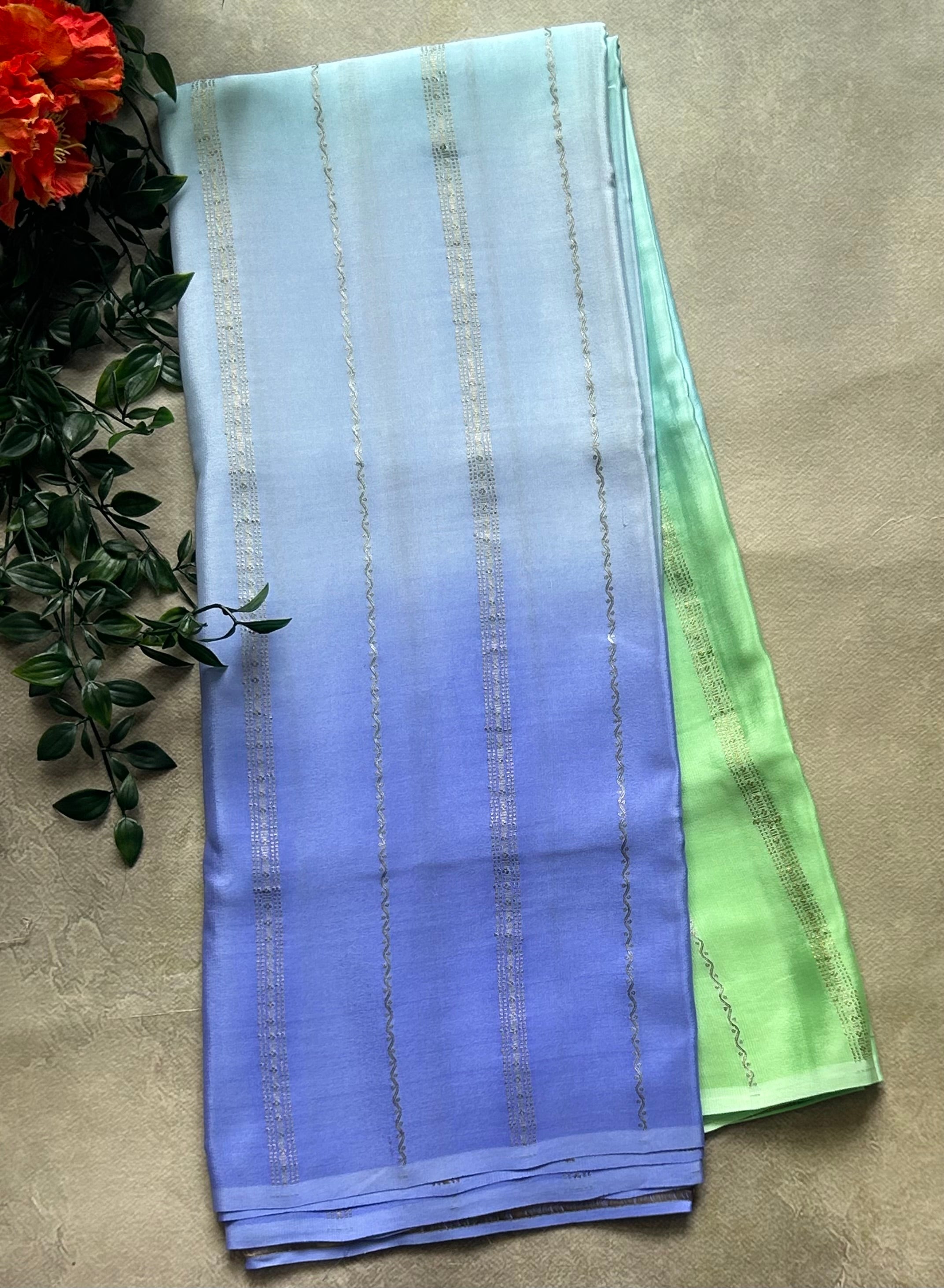 Rankart-103 borderless pure mysore crepe silk saree