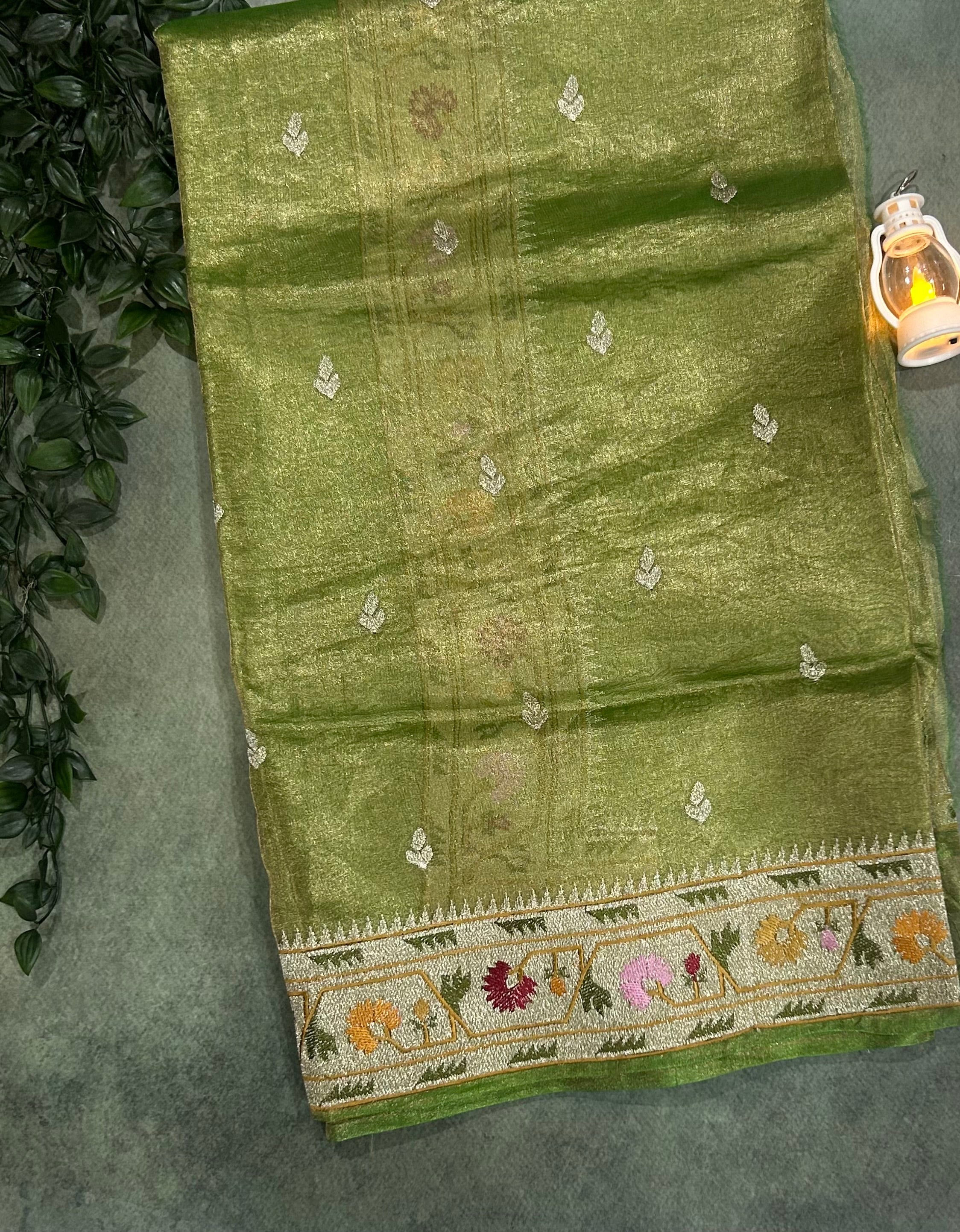 Green paithani border pure tissue-12 saree