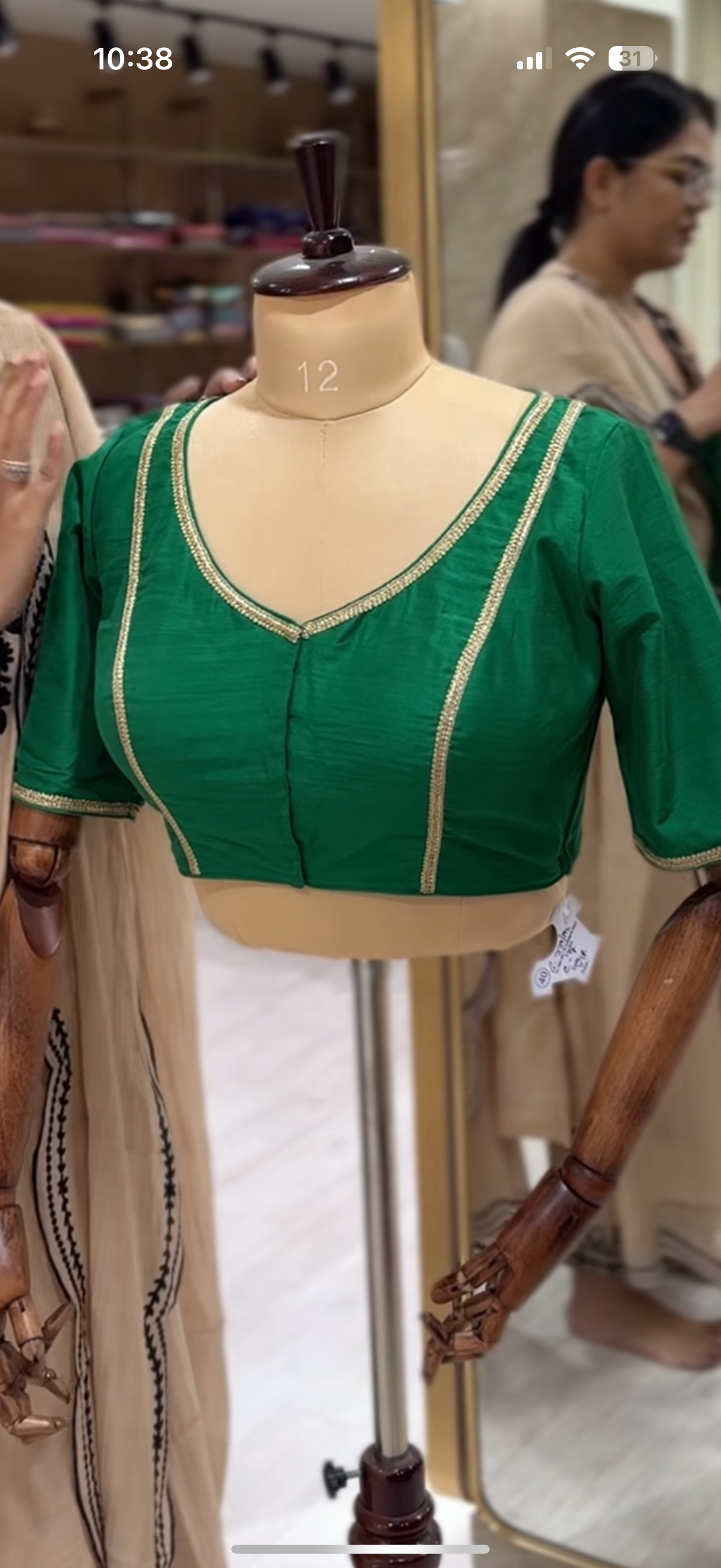 Green raw silk ready blouse 102