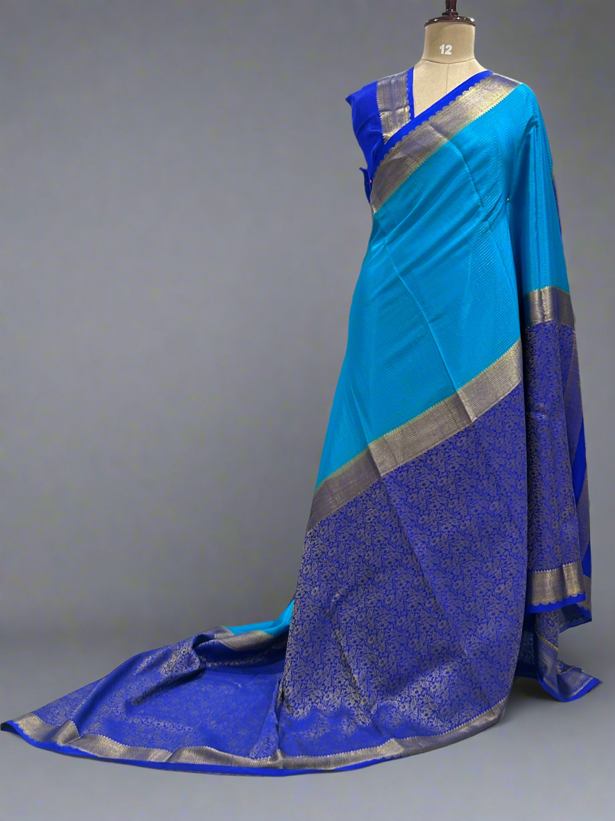 Half n half pure Mysore 08 crepe silk saree