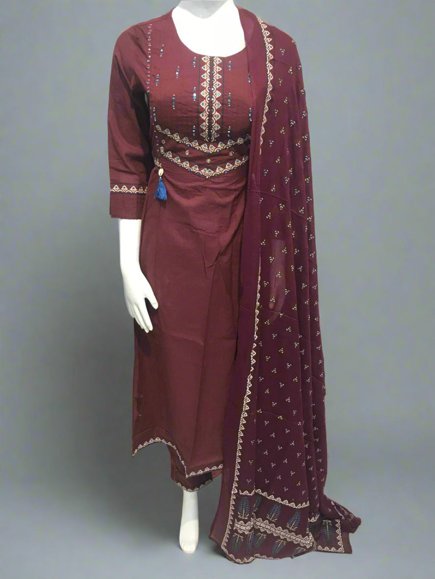 "Naya" Maroon Cotton Airline Kurtha 088