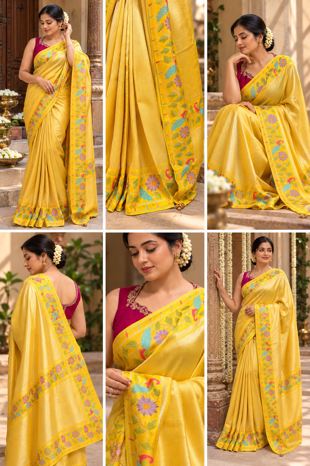Yellow brocade Tissue Paithani Saree - YP111