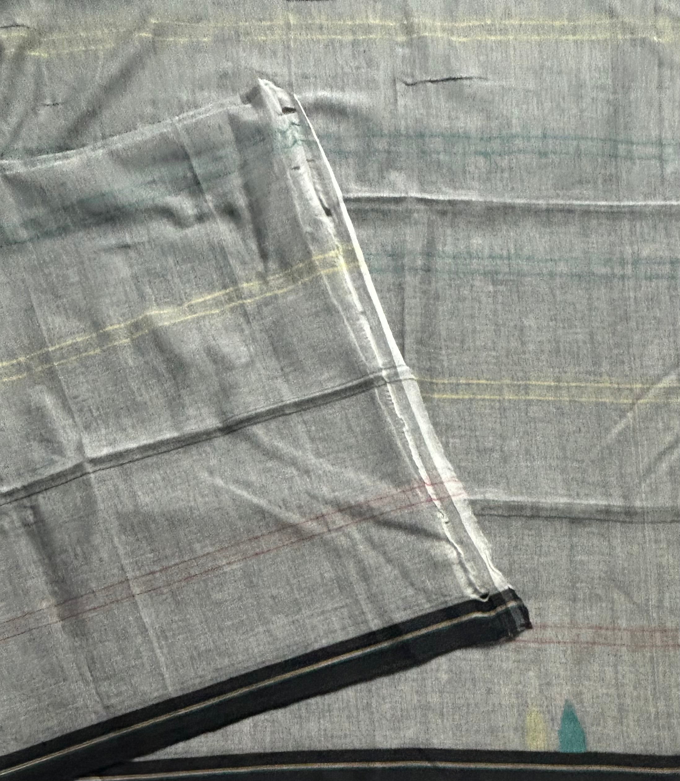 Grey pure cotton 103 jamdani saree