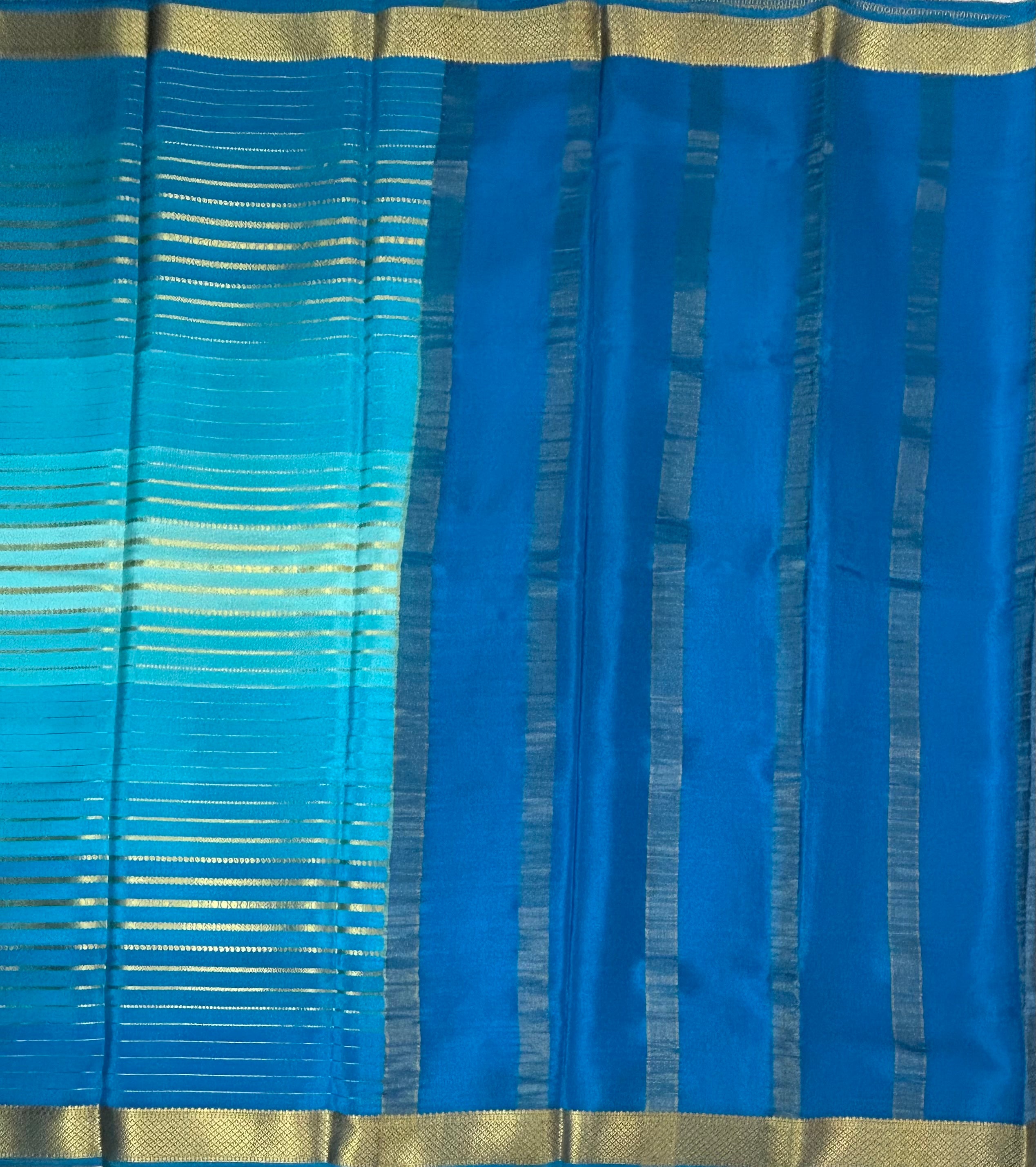 Multicolour stripes pure Mysore silk 102 saree