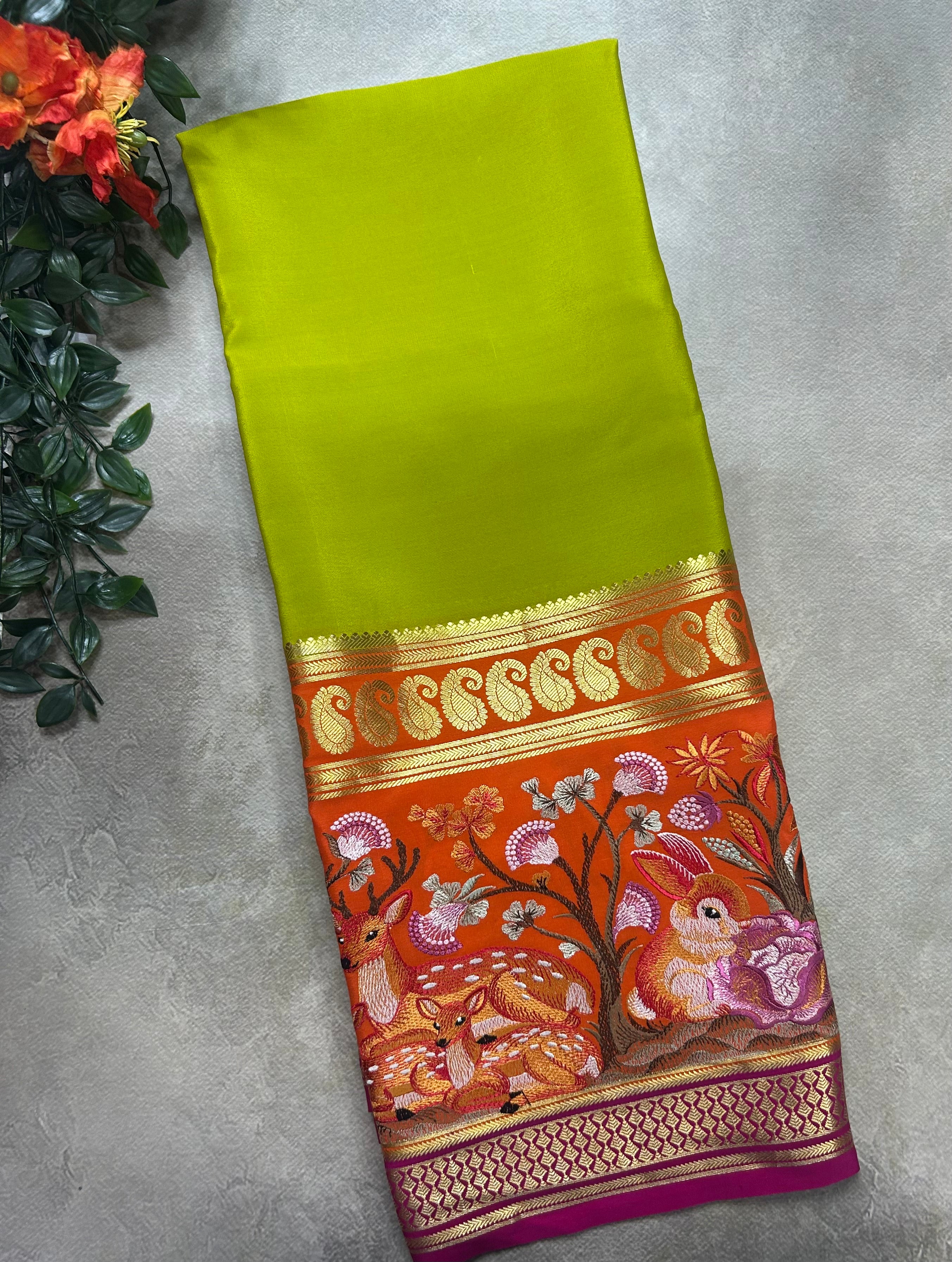 3D embroidery pure mysore silk-105 saree