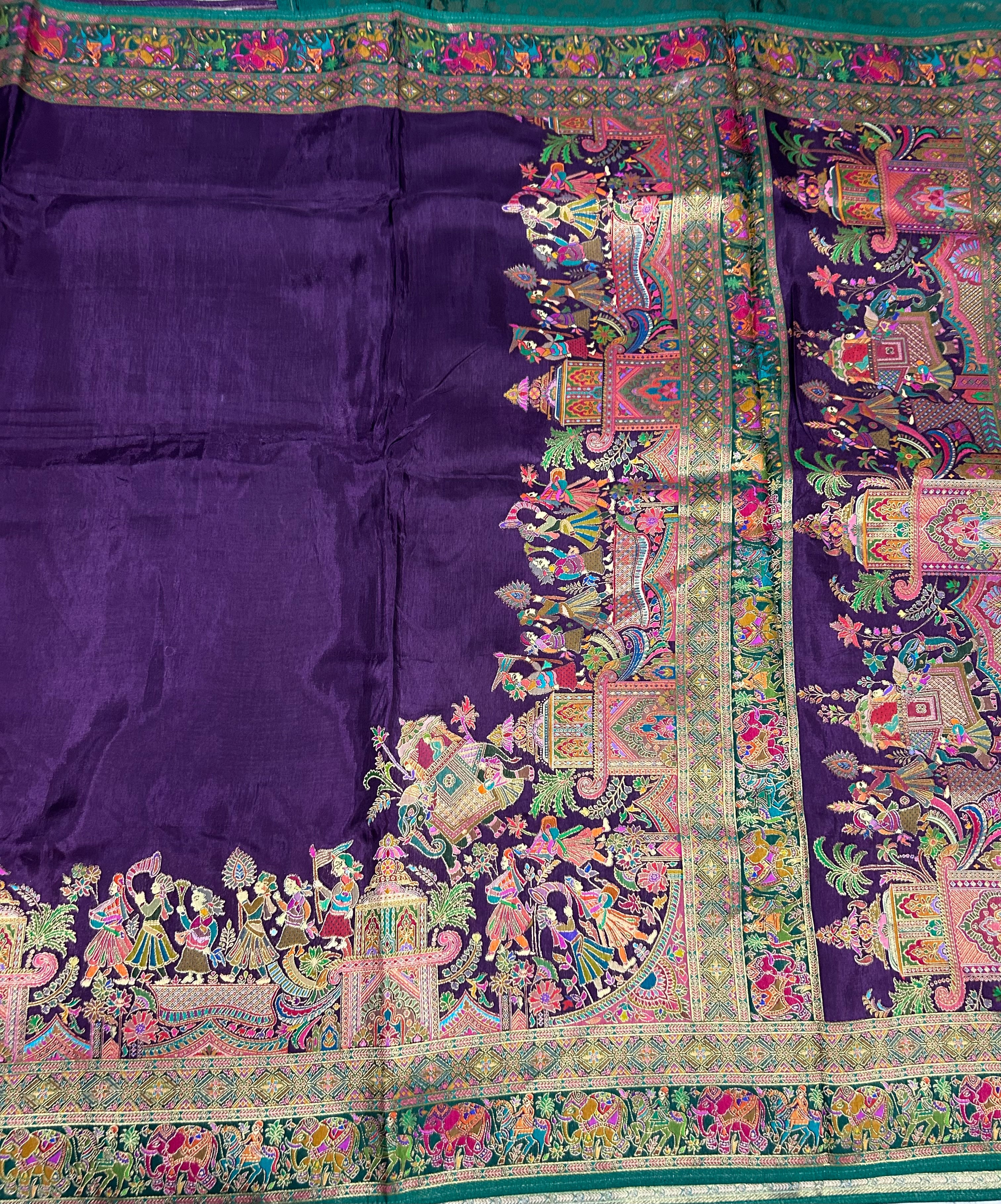 Wine  pashmina satin silk crepe 106 saree