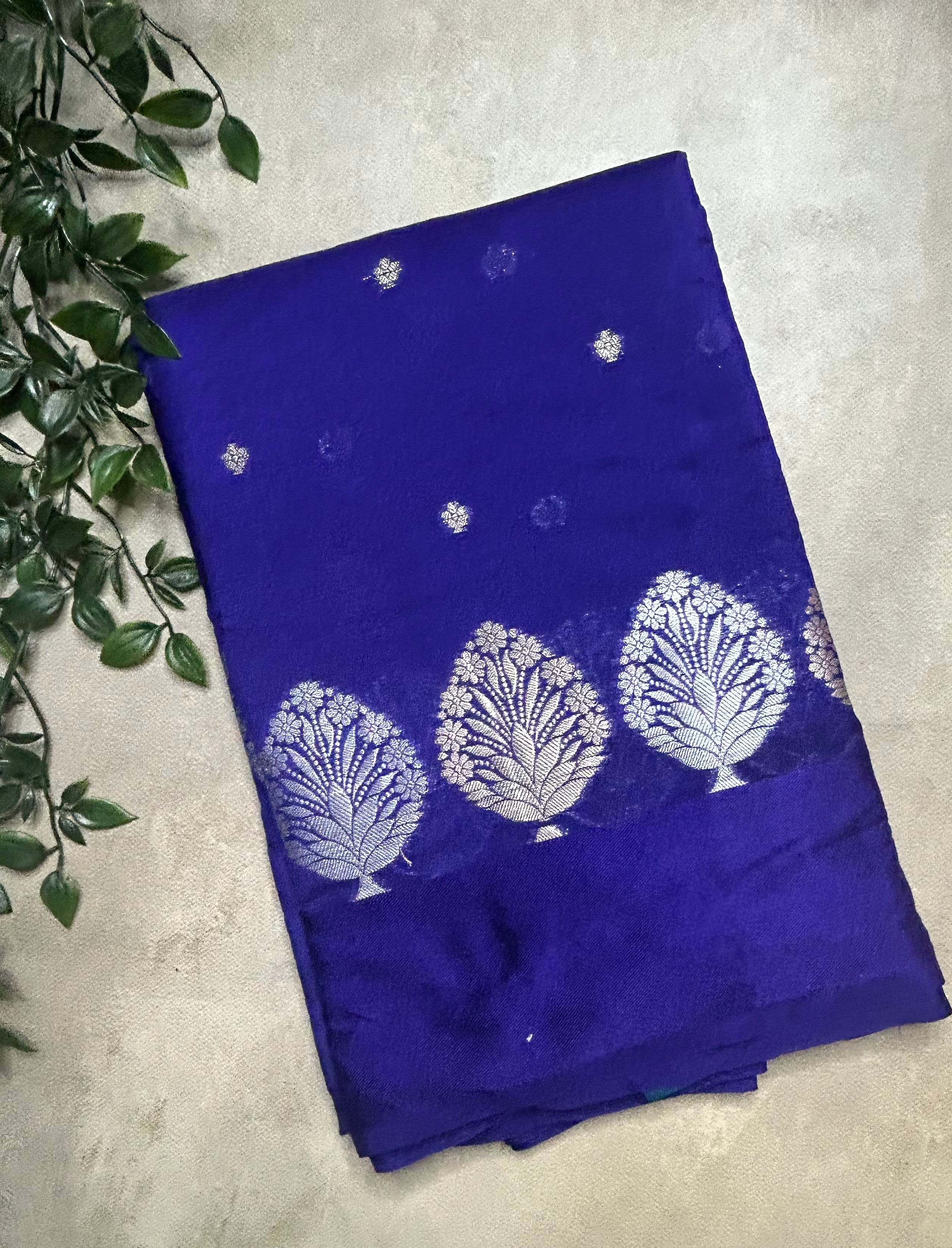 Blue small Butta semi silk saree