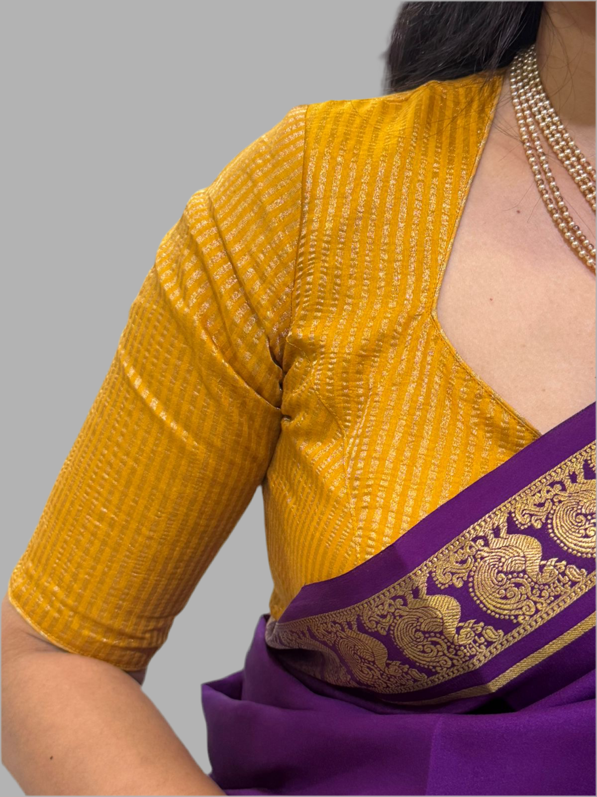 Yellow stripes tissue blouse 102