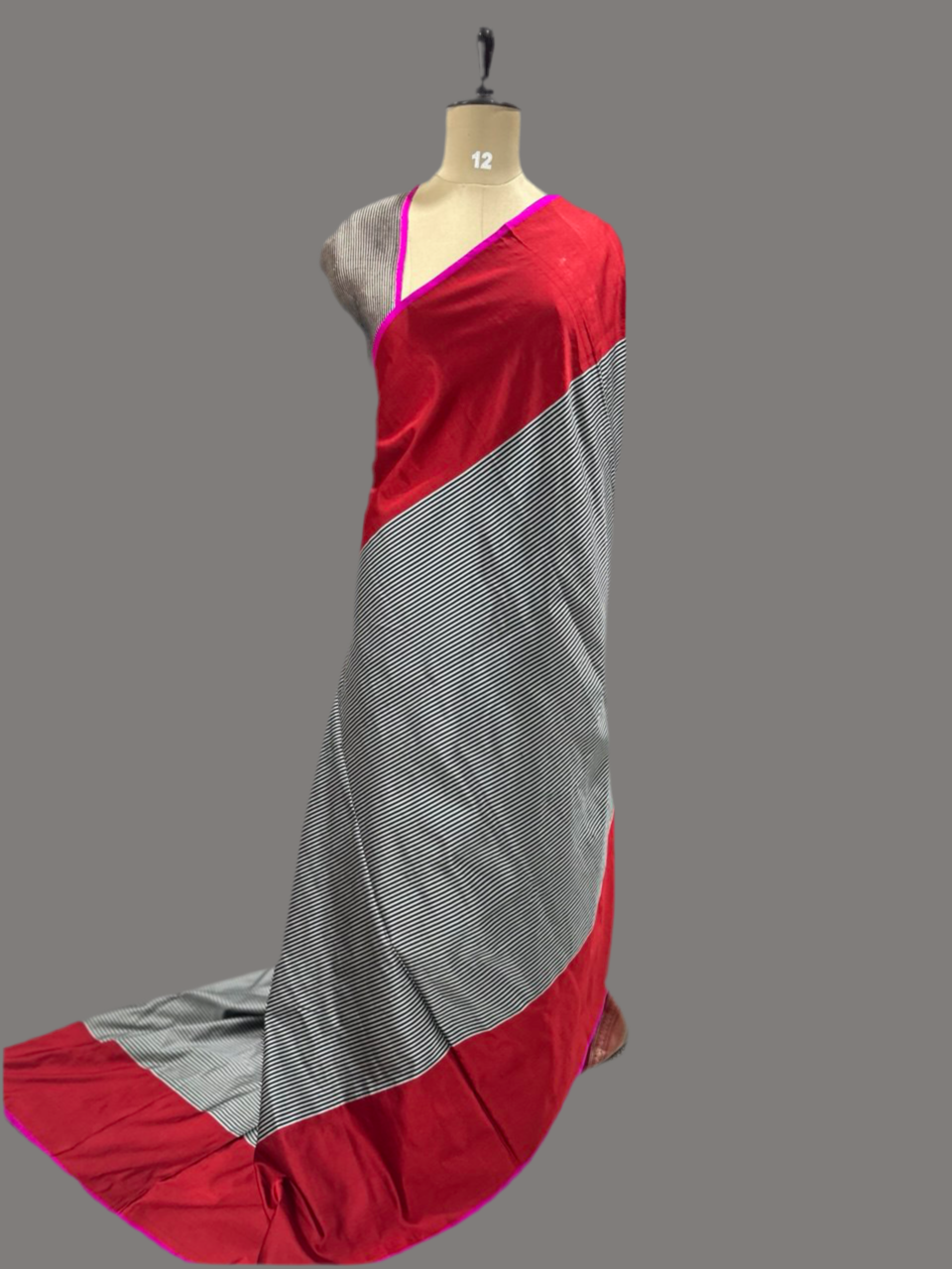 White n black stripes pure banaras exclusive silk saree