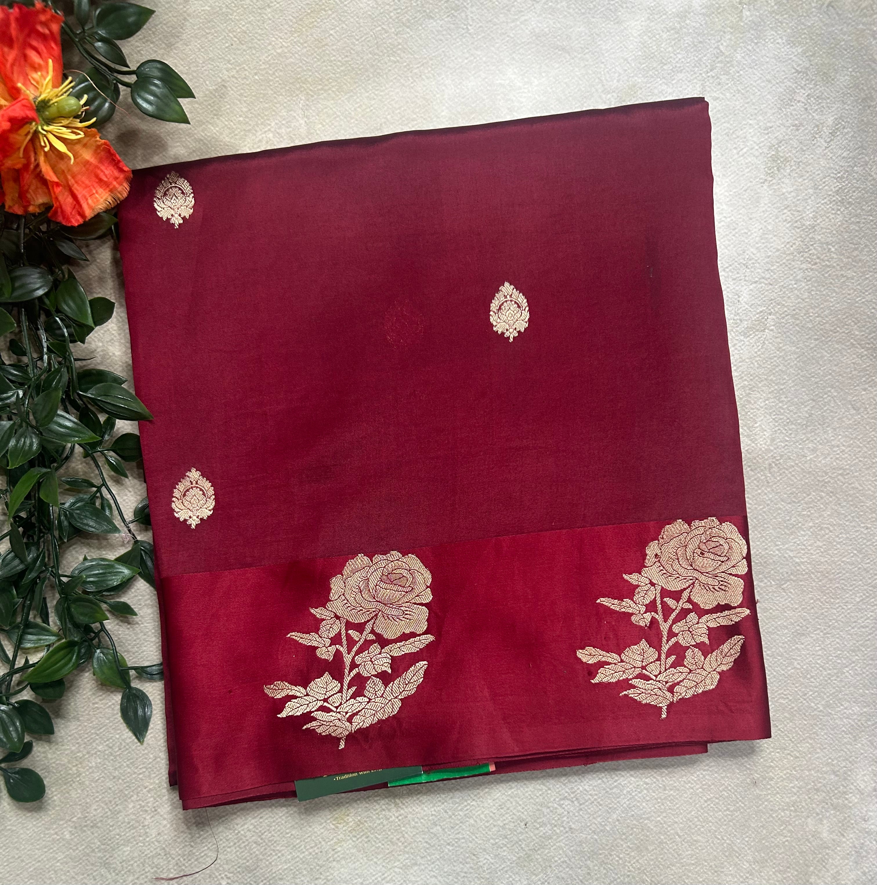Maroon benarasi lightweight silk 105 saree