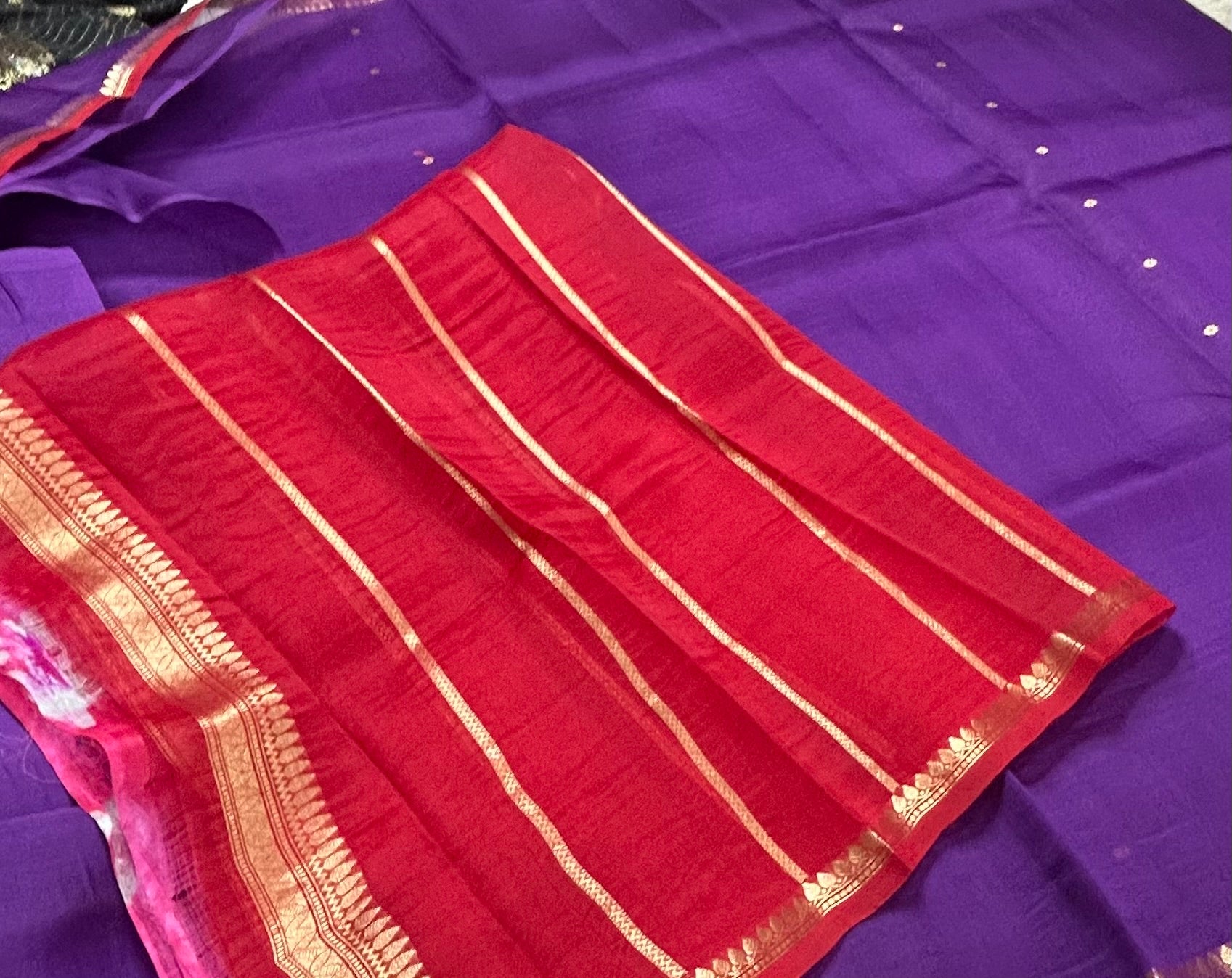 Purple pure kora 105 organza silk saree