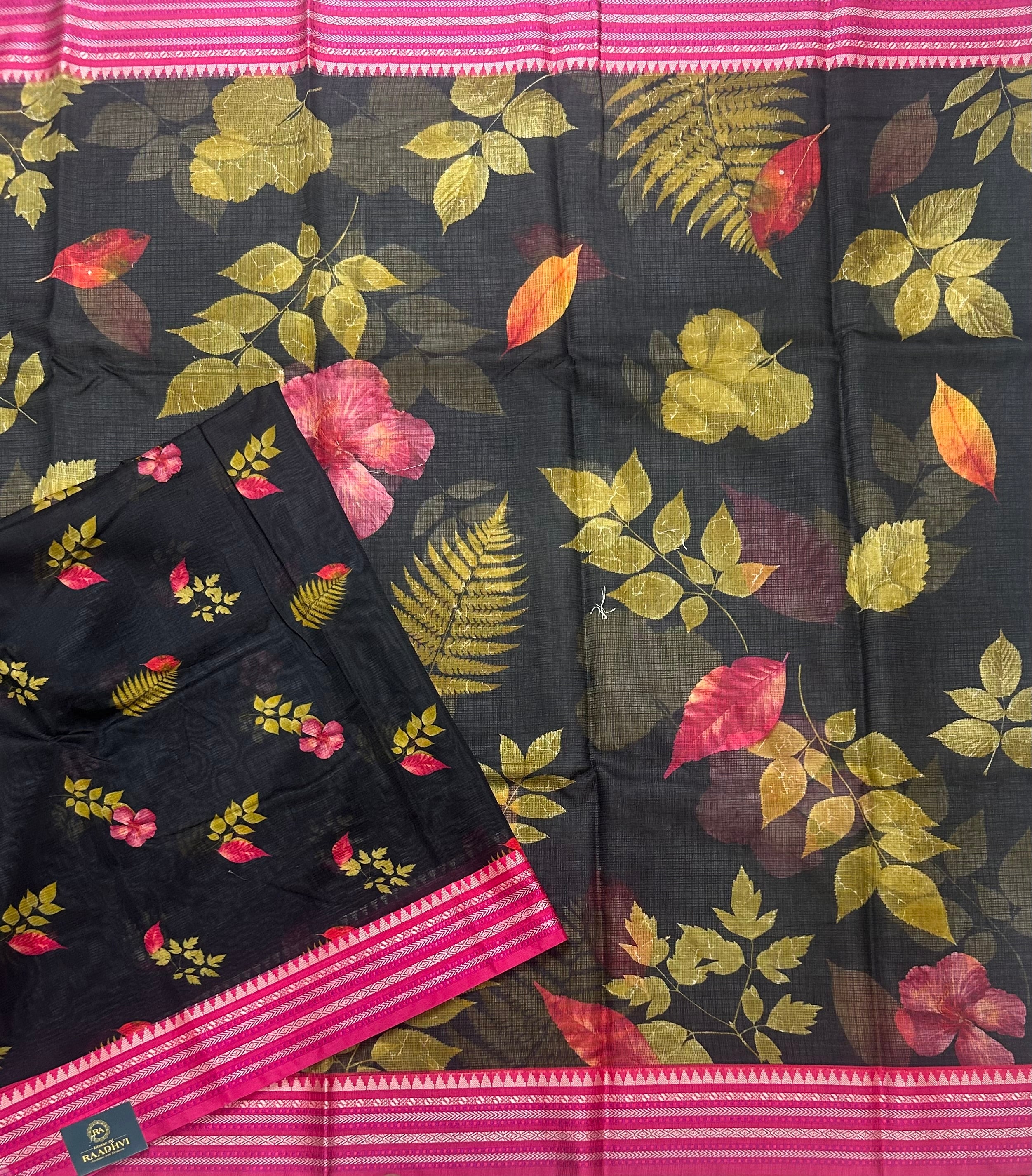 Black digital print Kota checks 105 saree