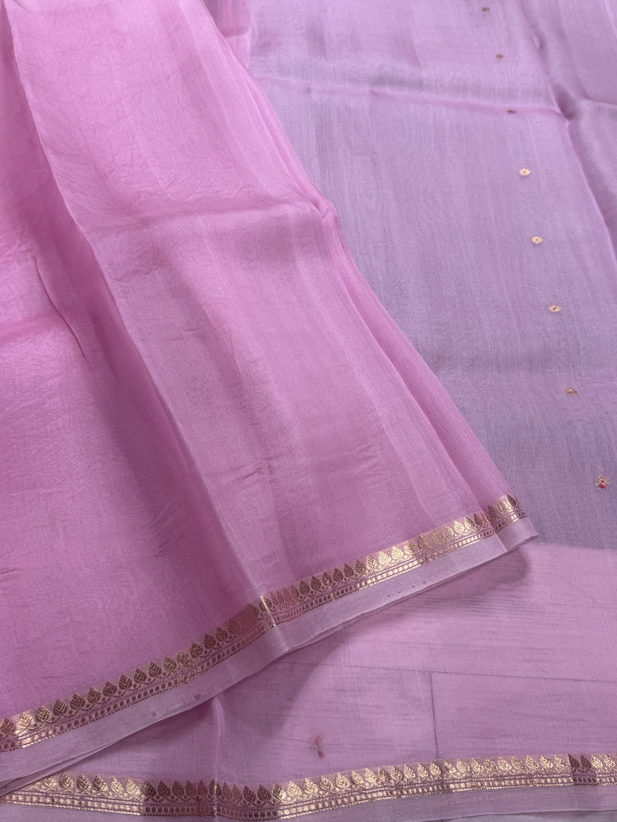 Onion pink pure Kora Organza Saree 111